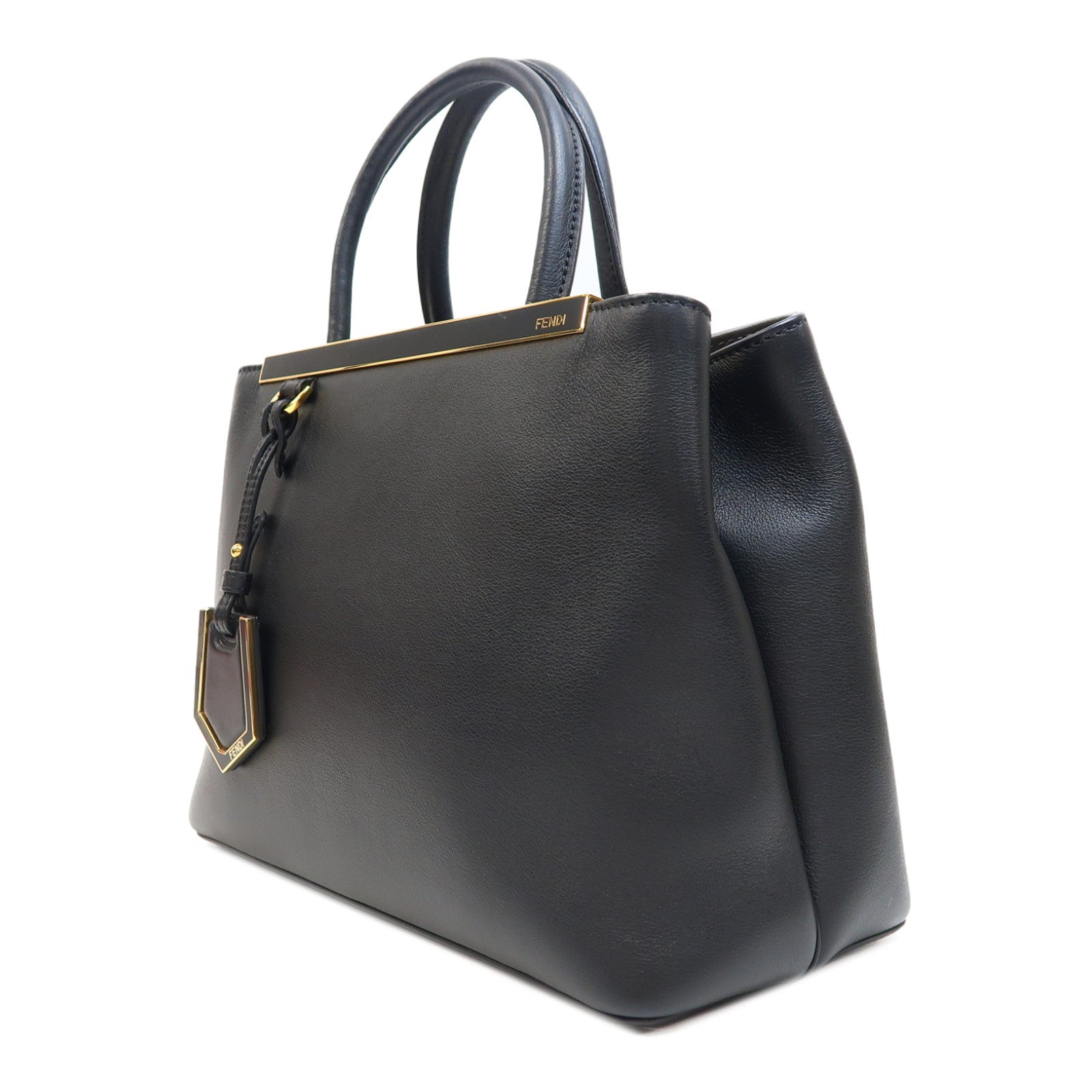 FENDI 牛皮皮革2 Jours金扣手挽肩背兩用袋黑色