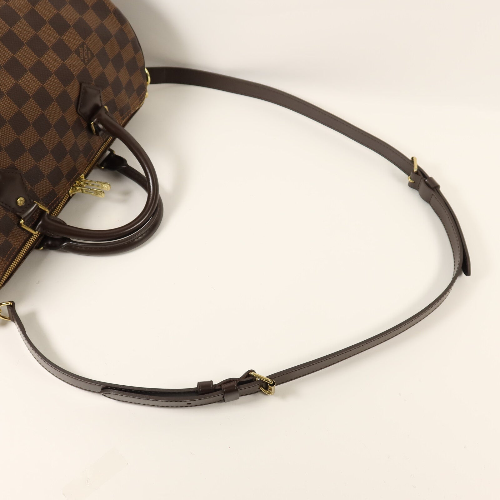 LOUIS VUITTON Damier Speedy Bandouliere 30金扣手挽肩背兩用袋