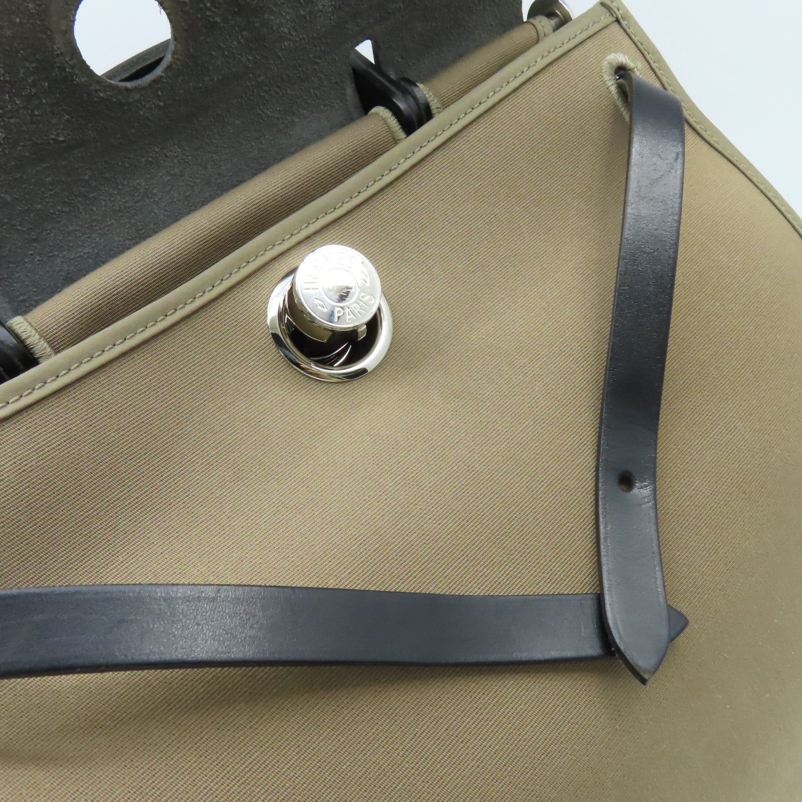 HERMES 帆布Herbag PM 2Way Shoulder Bag銀扣手挽肩背兩用袋Etoupe大象灰