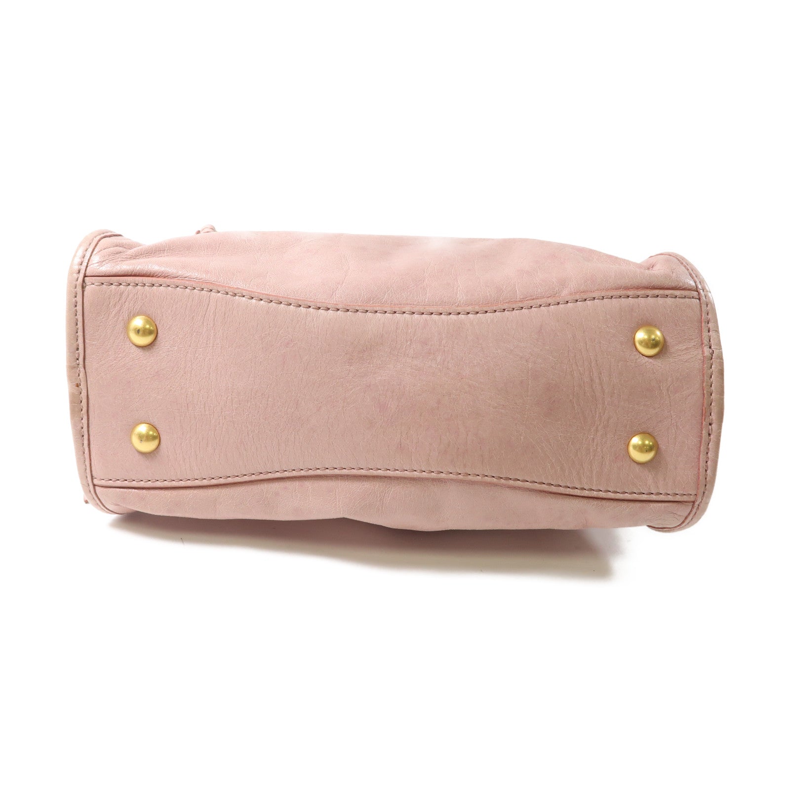 Miu Miu 牛皮皮革2 Way Shoulder金扣手挽肩背兩用袋粉紅色