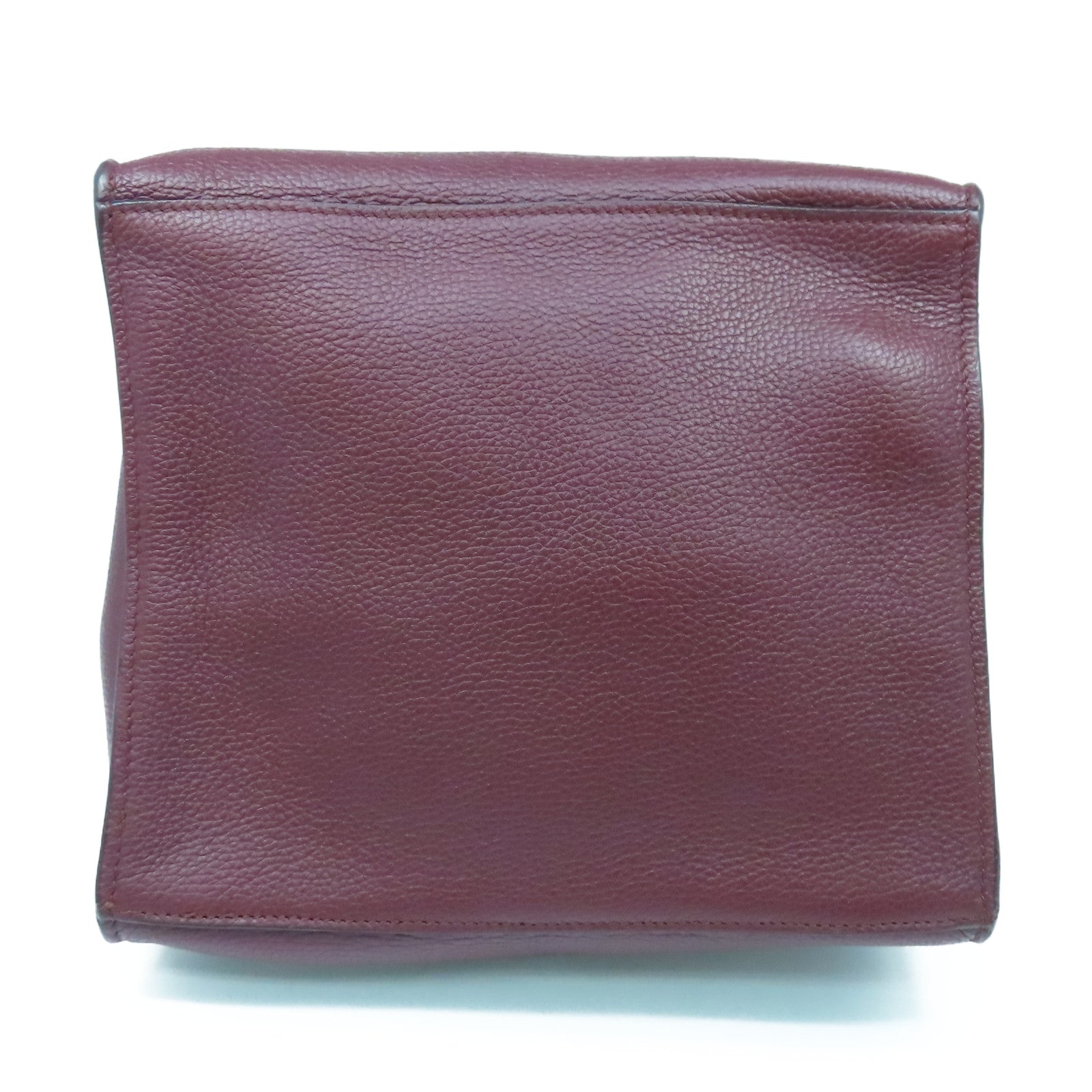CELINE 【清倉大減價】牛皮皮革2 Way Shoulder銀扣手挽肩背兩用袋酒紅色