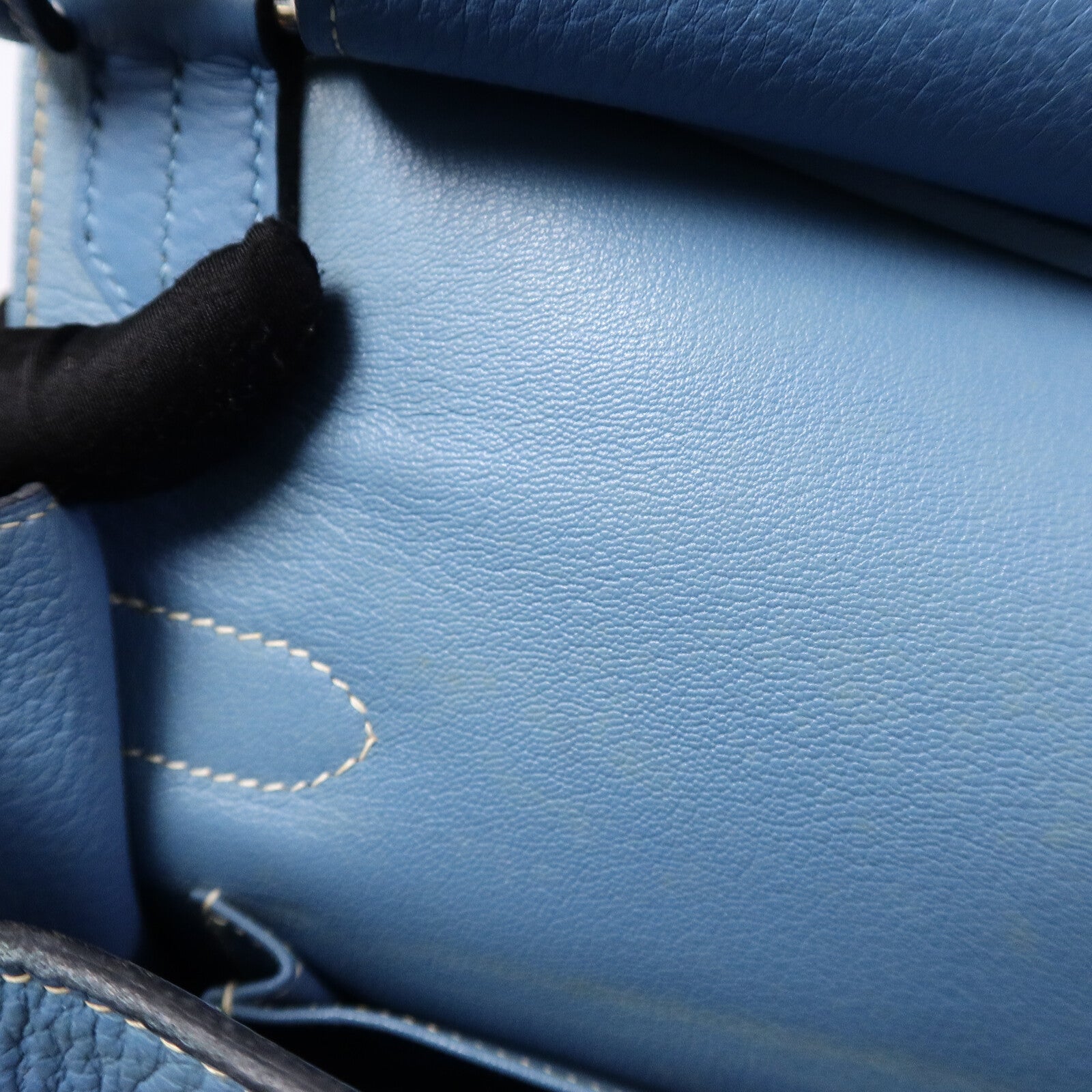 HERMES Clemence皮革Jypsiere 34肩背袋Bleu Jean