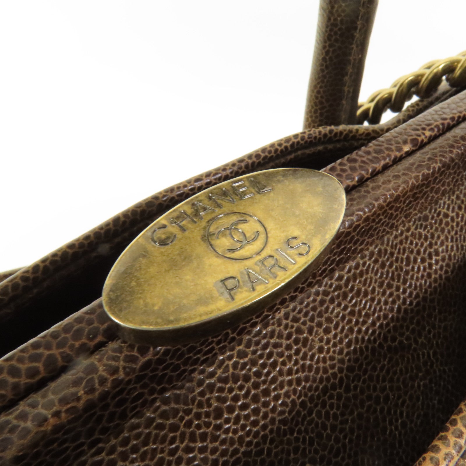 CHANEL 牛皮皮革Shoulder Bag金扣手挽肩背兩用袋