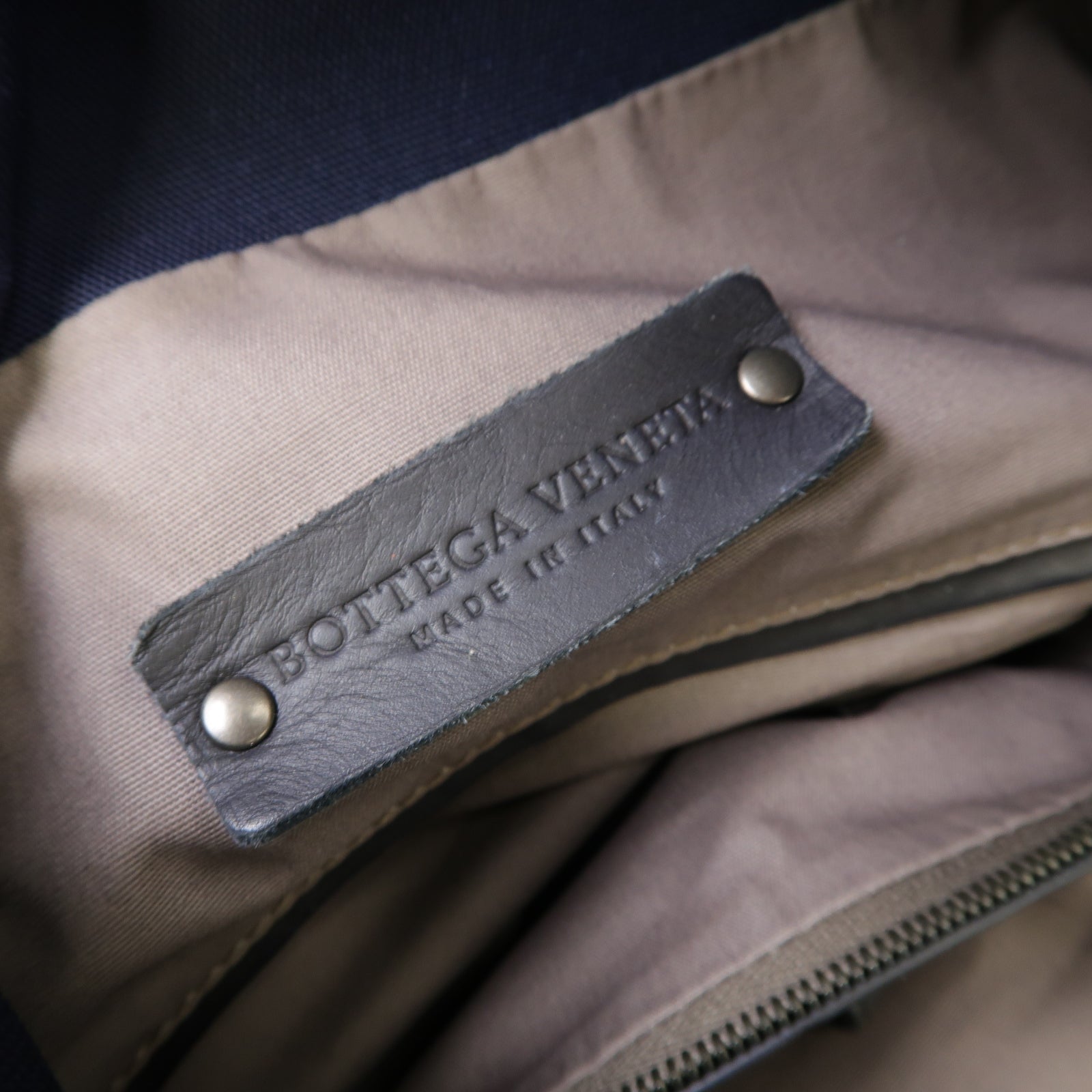 BOTTEGA VENETA 羊皮皮革/帆布Backpack背包深藍色