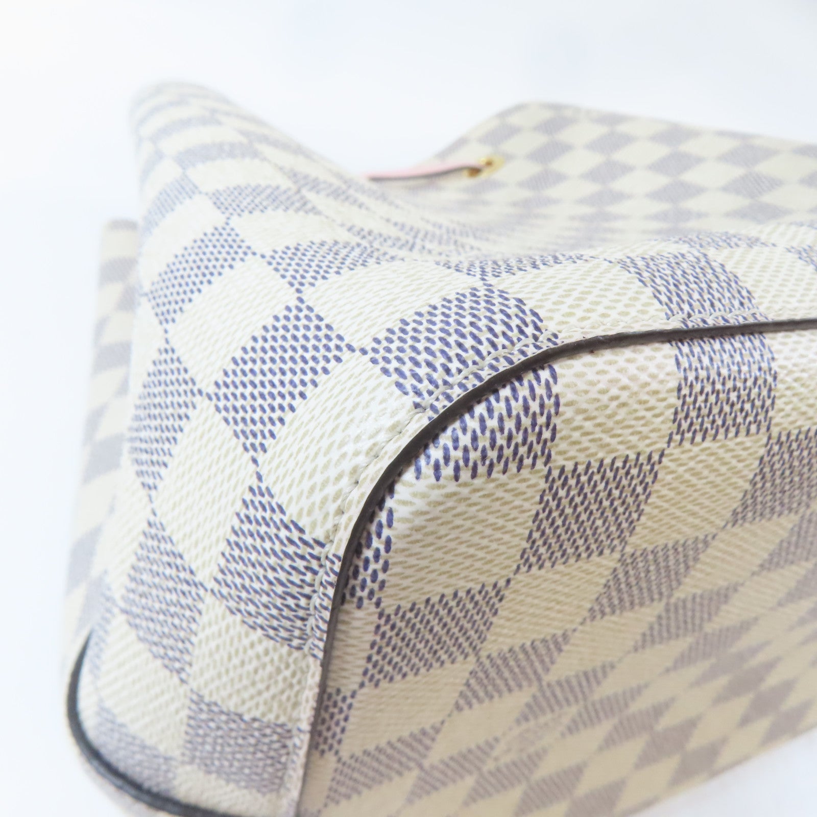 LOUIS VUITTON 【激減優惠】Damier Azur Neo Noe MM金扣肩背袋白色/粉紅色