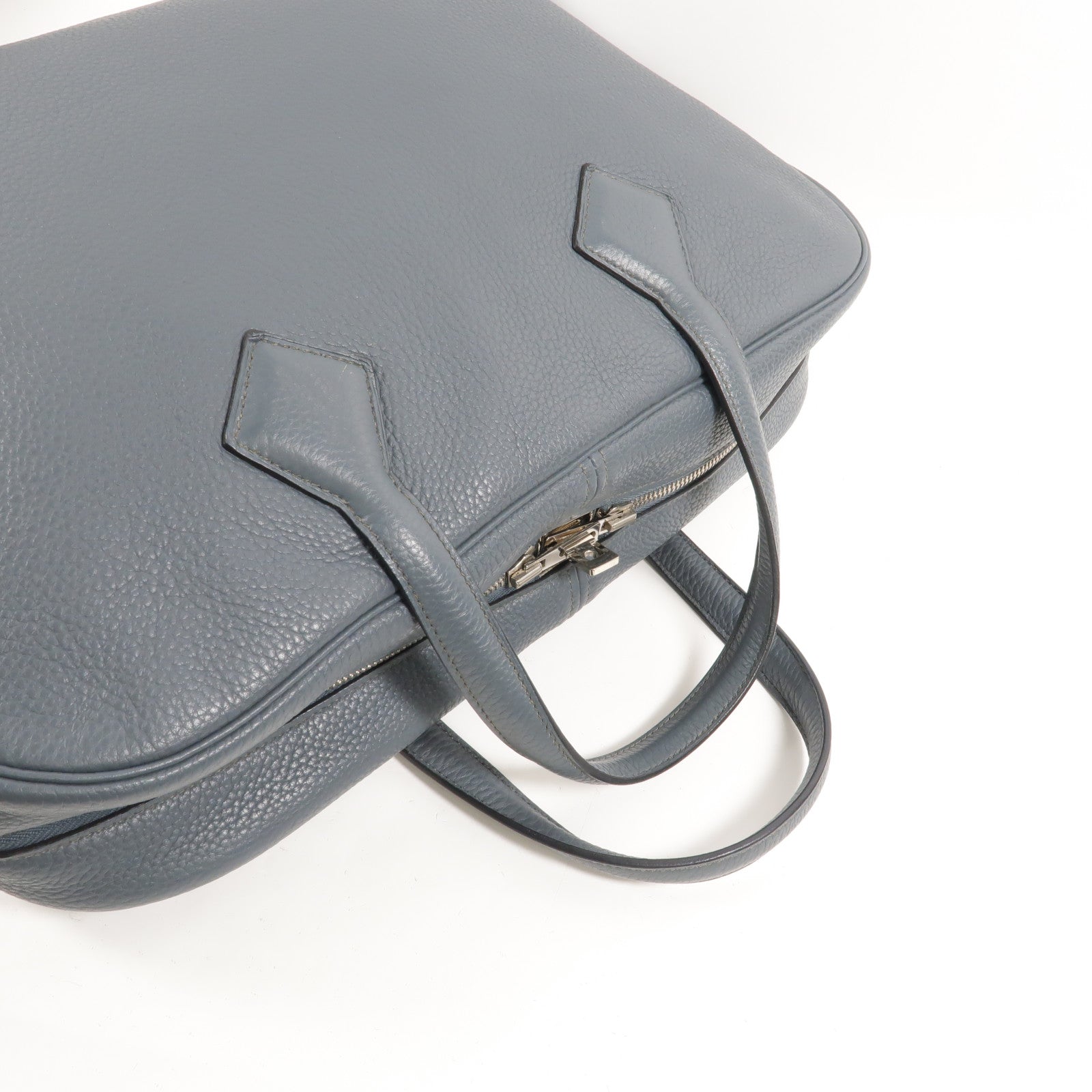 HERMES Clemence皮革Victoria II 12H手挽袋Bleu Orage