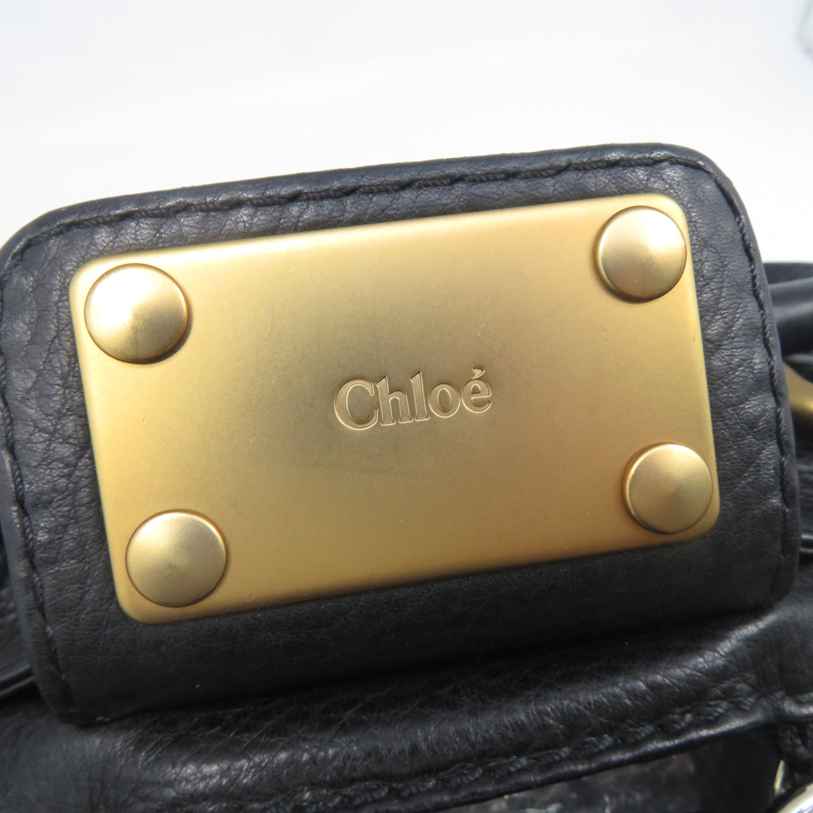 Chloe 【激減優惠】牛皮皮革Shoulder Bag金扣/銀扣肩背袋黑色