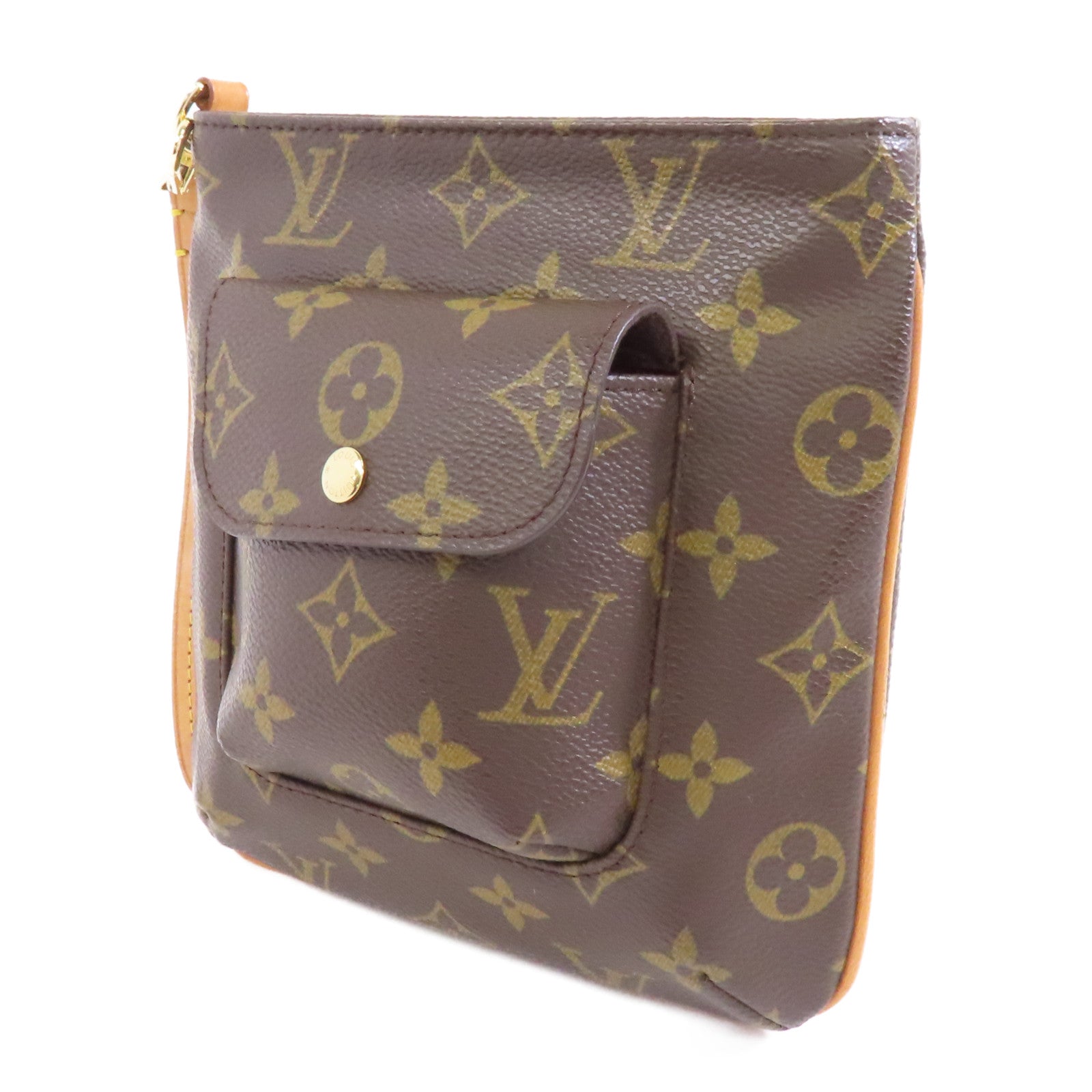 LOUIS VUITTON Monogram Partition金扣手拿包啡色