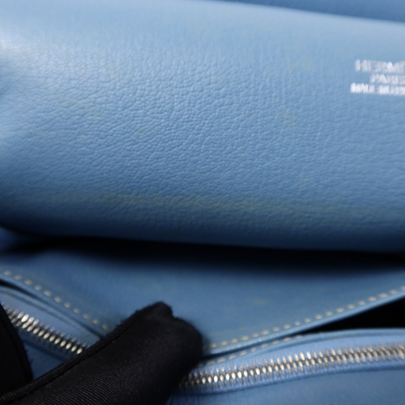 HERMES Clemence皮革Jypsiere 34肩背袋Bleu Jean