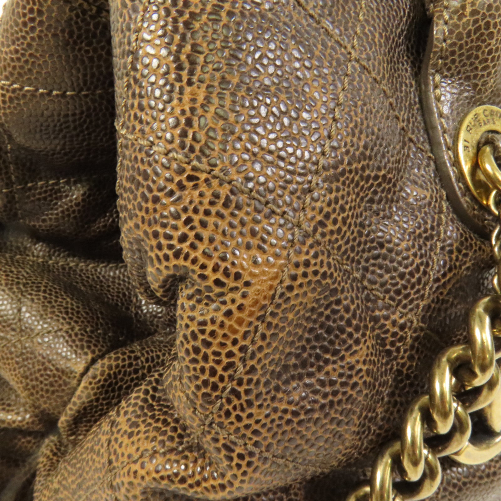 CHANEL 牛皮皮革Shoulder Bag金扣手挽肩背兩用袋