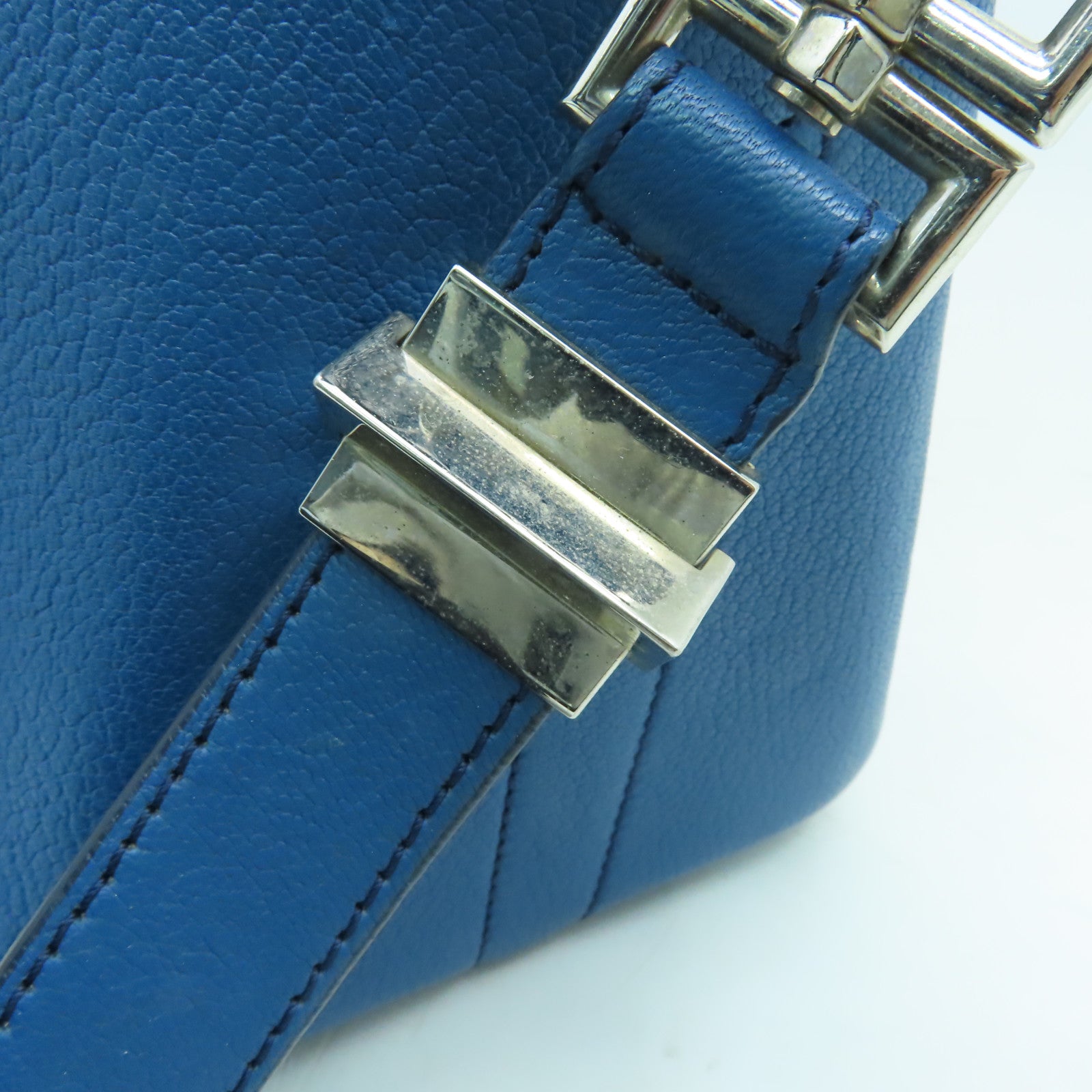 GIVENCHY 【激減優惠】皮革2way Shoulder Bag銀扣手挽肩背兩用袋藍色