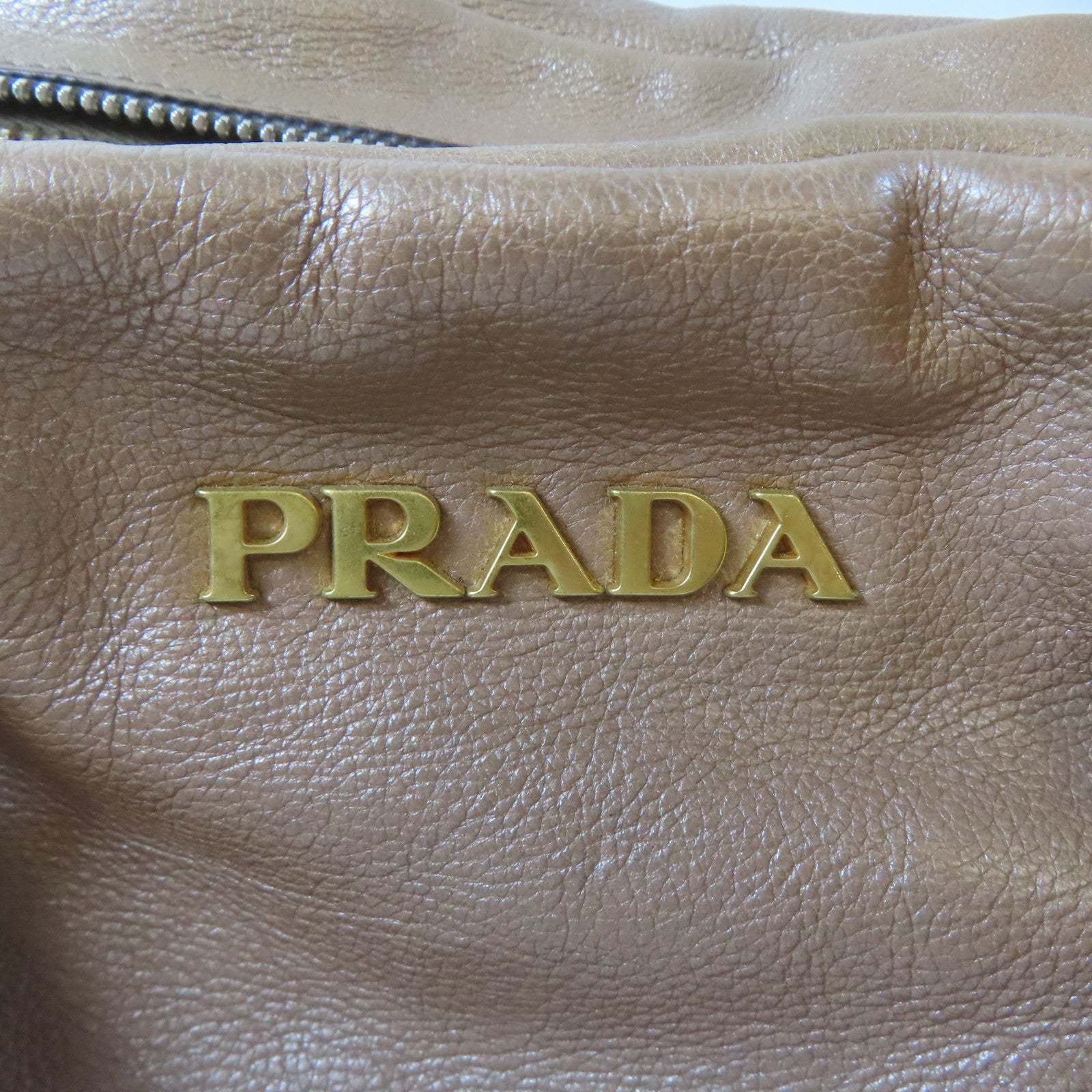 PRADA 牛皮皮革Handbag金扣手挽袋啡色