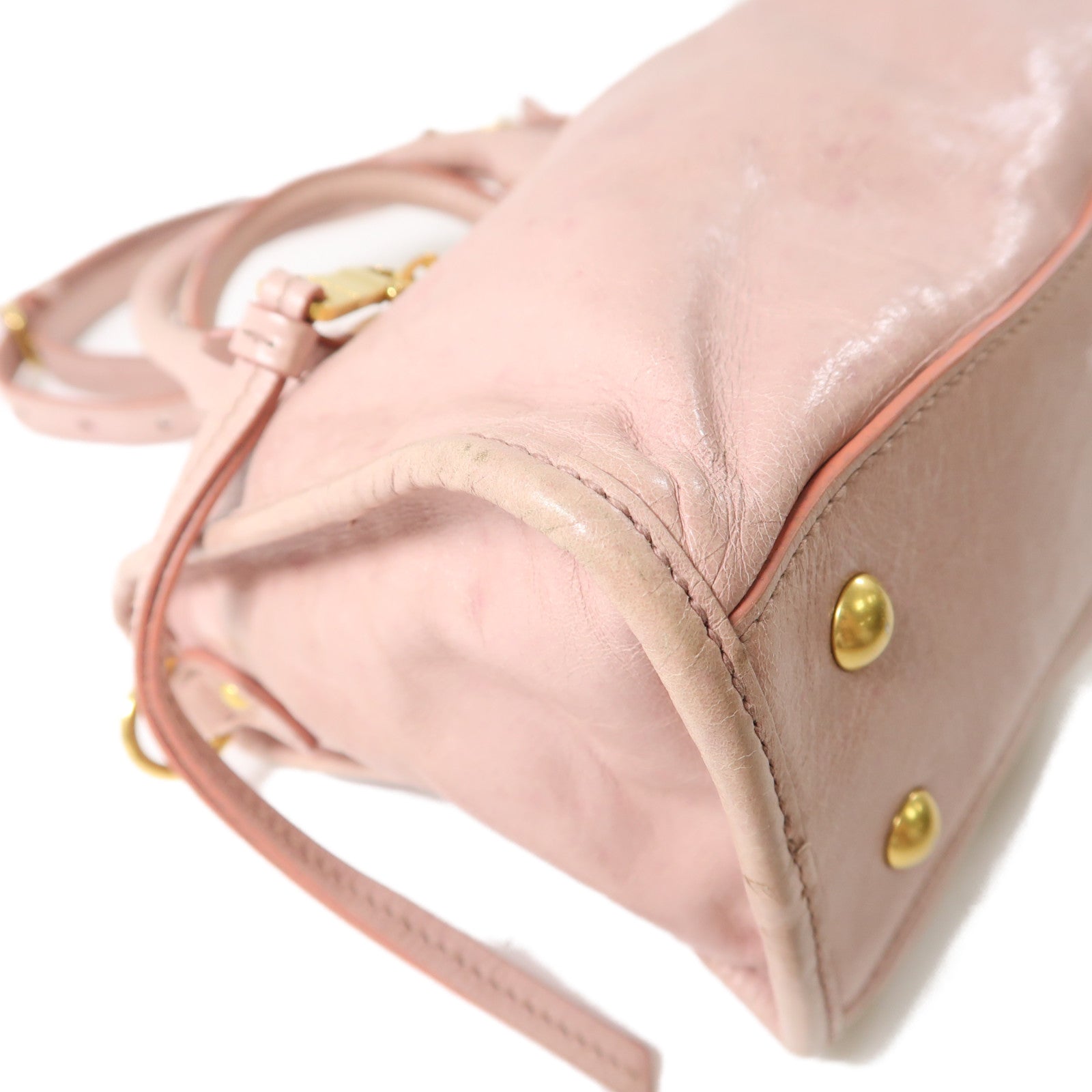 Miu Miu 牛皮皮革2 Way Shoulder金扣手挽肩背兩用袋粉紅色