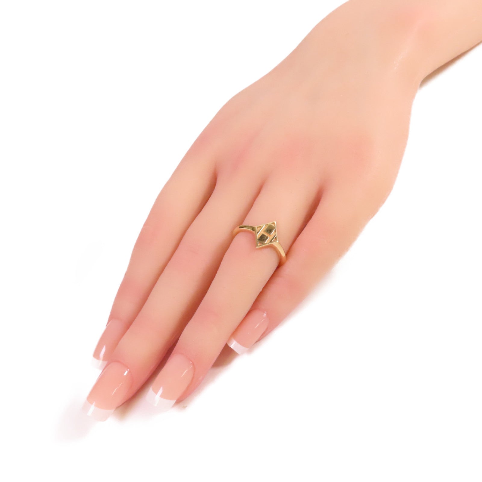 HERMES 18K黃金Gambade H Ring戒指#51/US#5.5