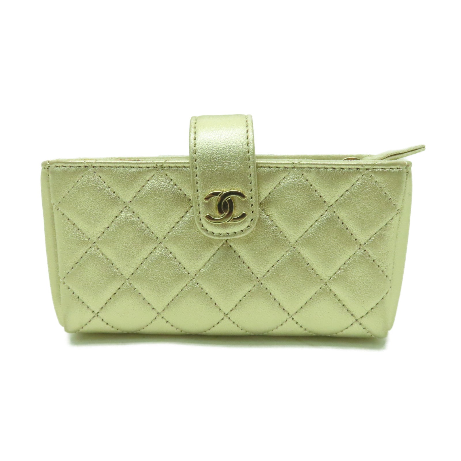 CHANEL 【激減優惠】牛皮皮革Wallet金扣錢包金色