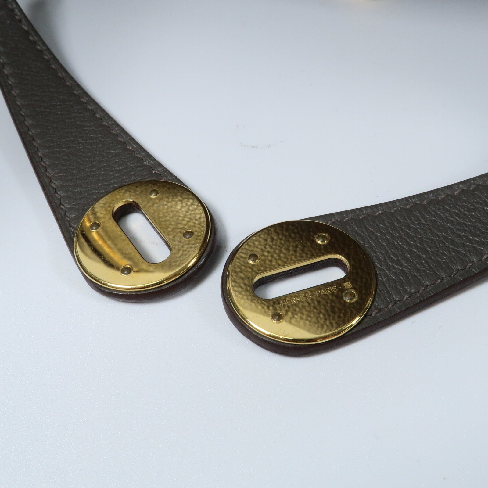 HERMES Evercolor皮革Lindy 26金扣手挽肩背兩用袋Etain