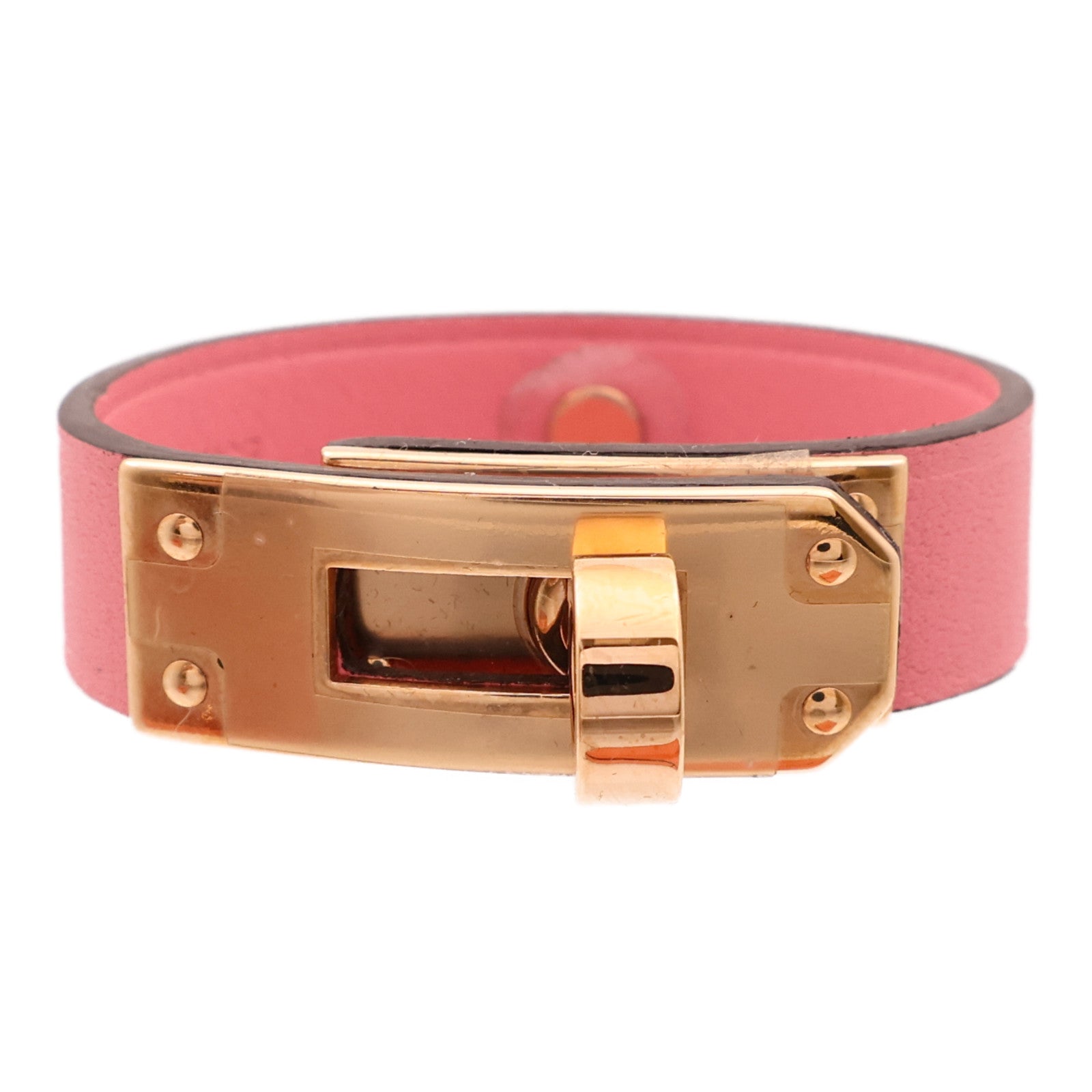 HERMES Swift皮革Kelly Golves Clip金扣掛飾Rose Azalee