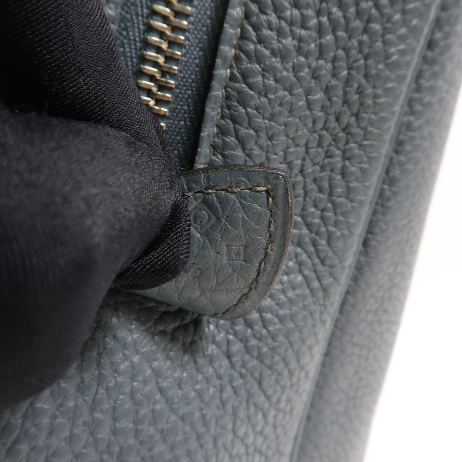 HERMES Clemence皮革Victoria II 12H手挽袋Bleu Orage