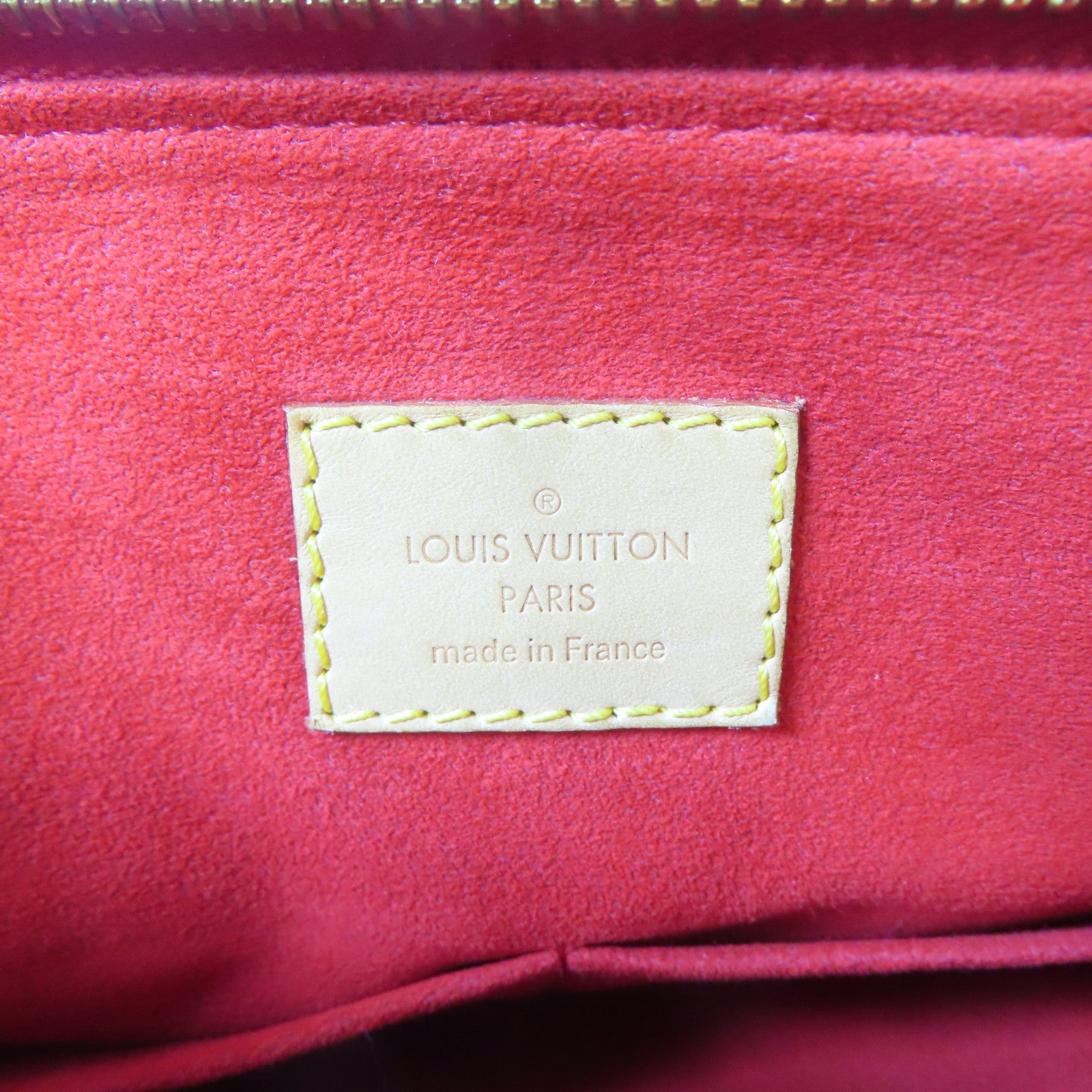 LOUIS VUITTON Monogram Pallas MM金扣手挽肩背兩用袋啡色/紅色