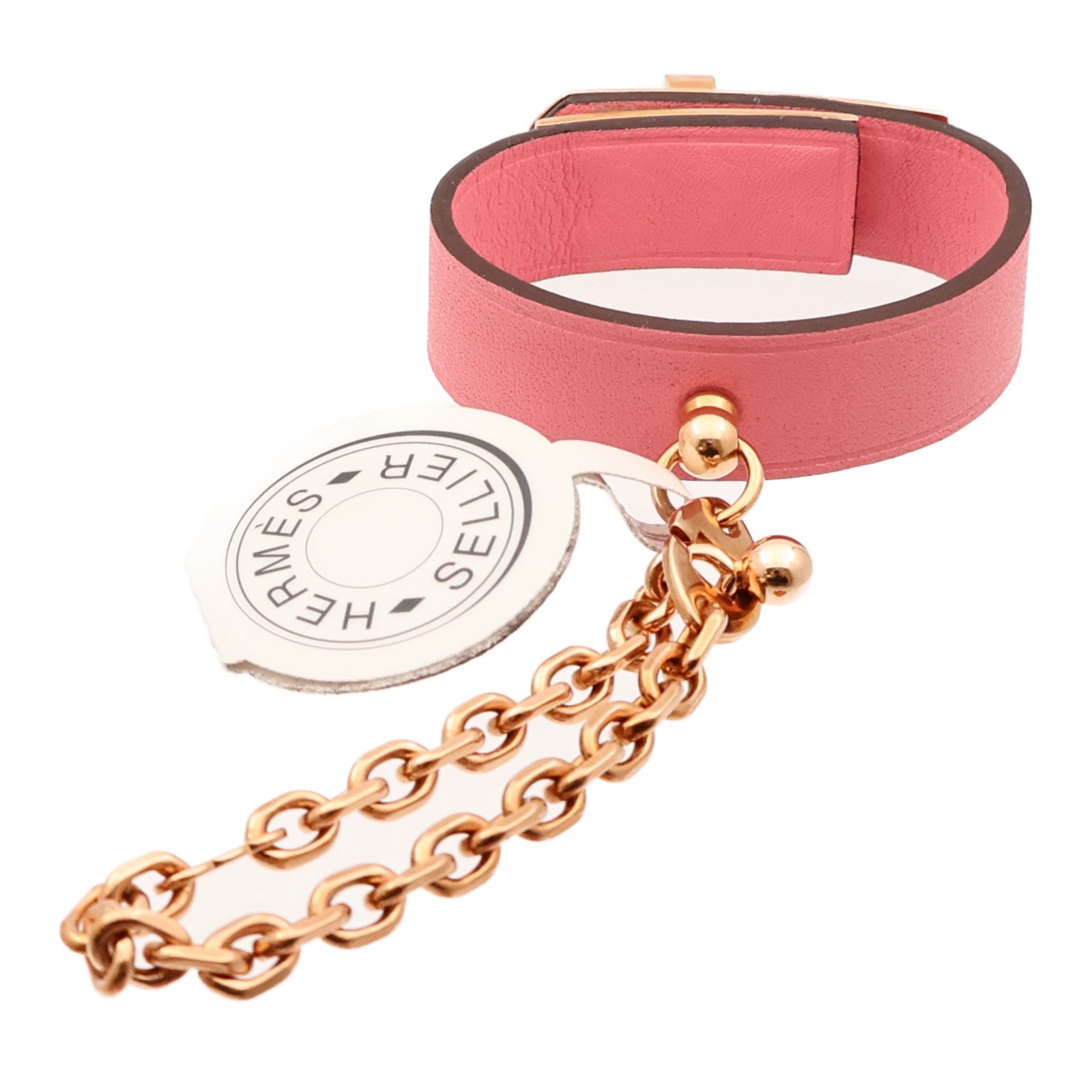 HERMES Swift皮革Kelly Golves Clip金扣掛飾Rose Azalee