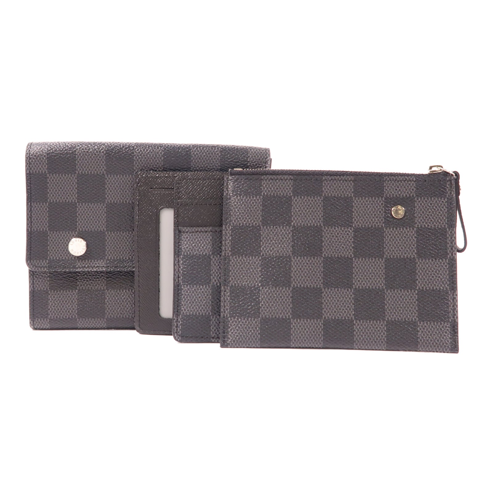 LOUIS VUITTON Damier Graphite Compact Modulable Bifold Wallet銀扣錢包