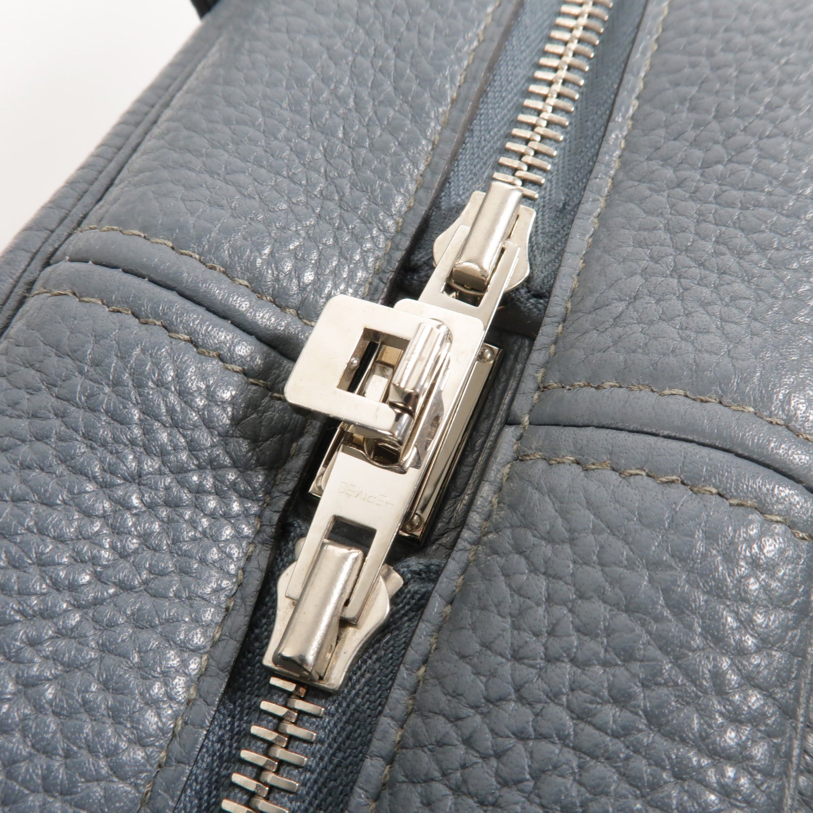HERMES Clemence皮革Victoria II 12H手挽袋Bleu Orage