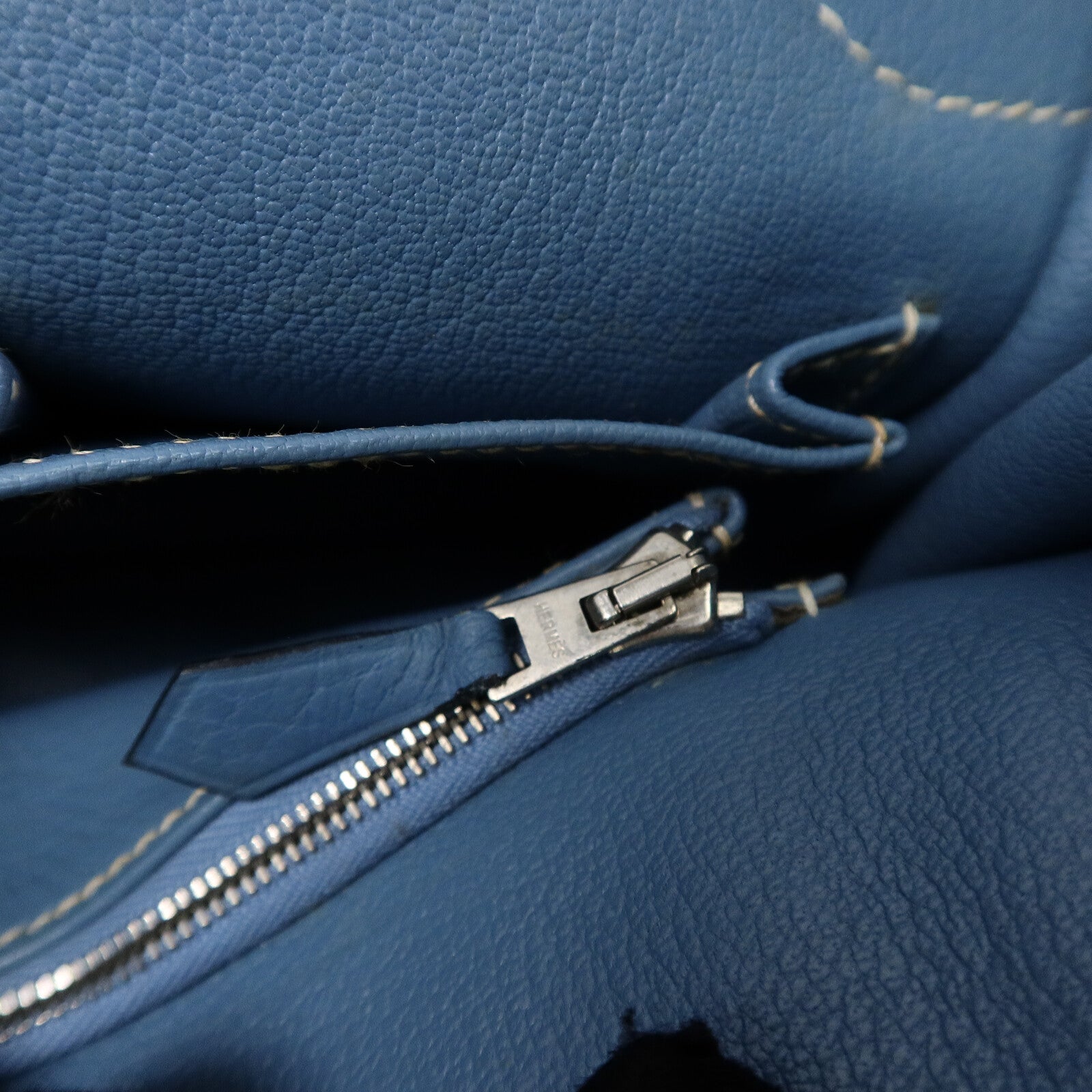 HERMES Clemence皮革Jypsiere 34肩背袋Bleu Jean