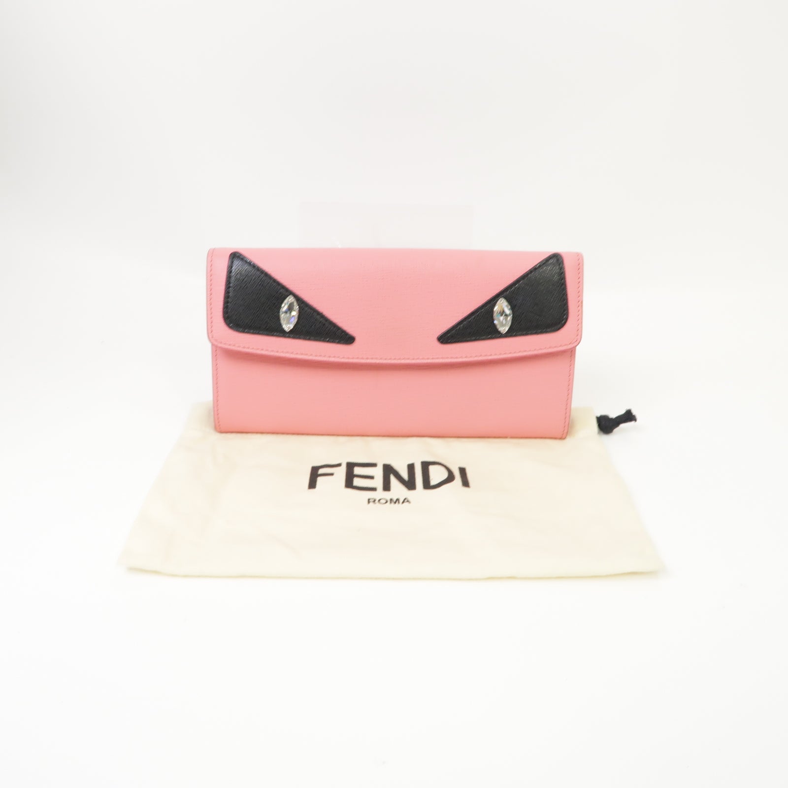 FENDI 【激減優惠】塗層帆布Long Wallet銀扣長錢包粉紅色