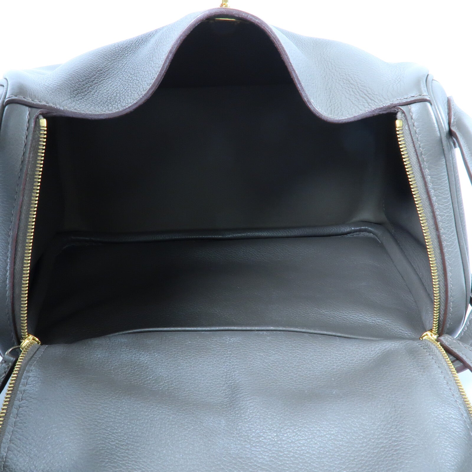 HERMES Evercolor皮革Lindy 26金扣手挽肩背兩用袋Etain