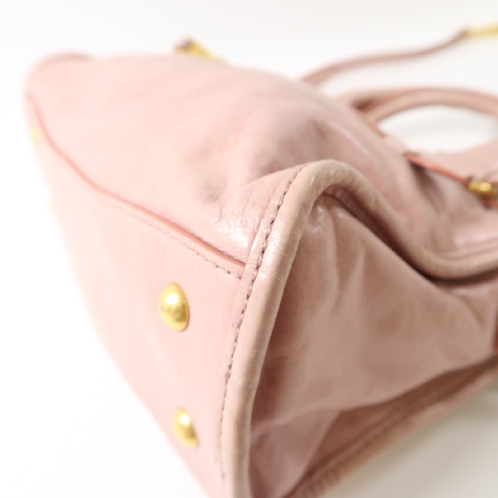 Miu Miu 牛皮皮革2 Way Shoulder金扣手挽肩背兩用袋粉紅色
