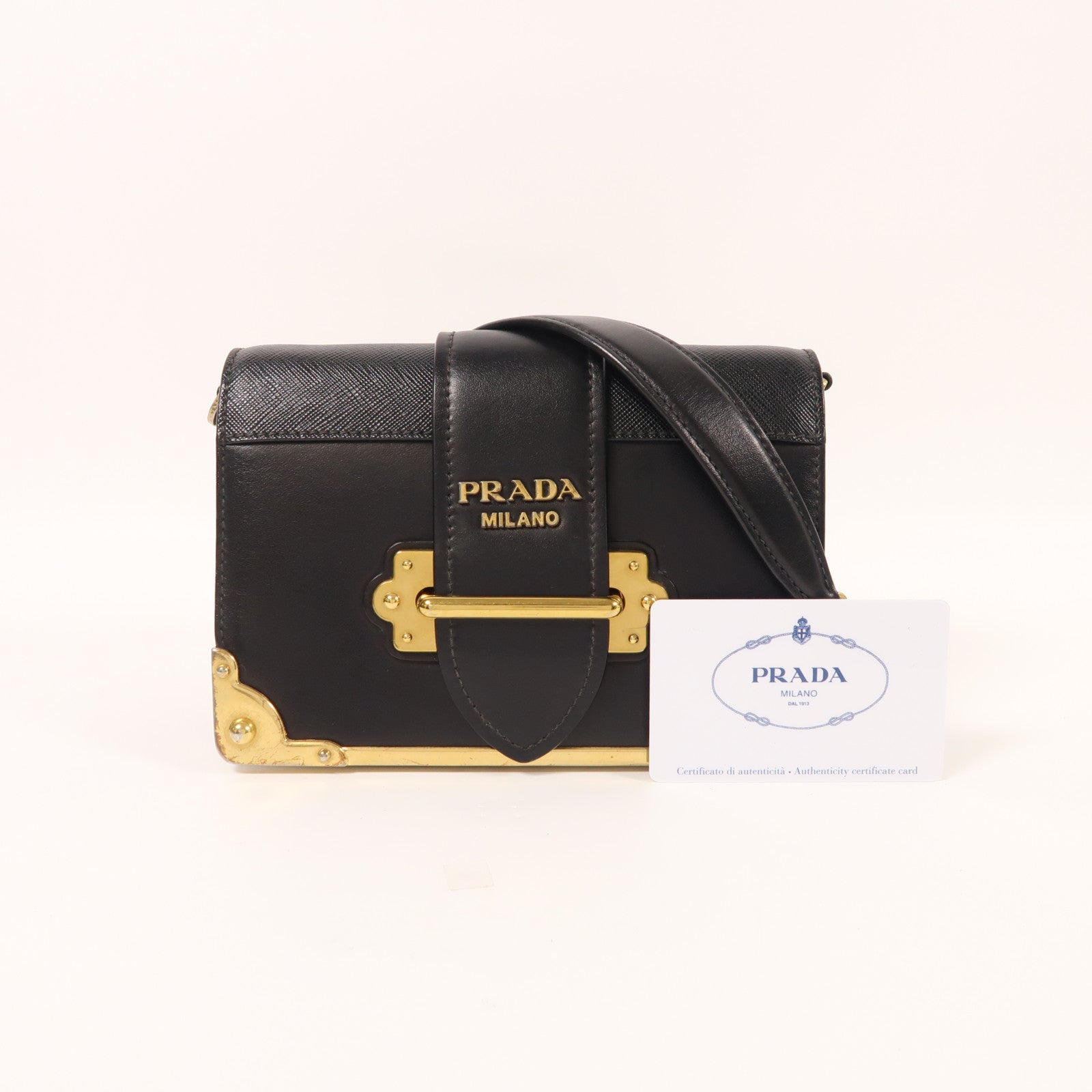 PRADA 【激減優惠】牛皮皮革Shoulder Bag金扣肩背袋