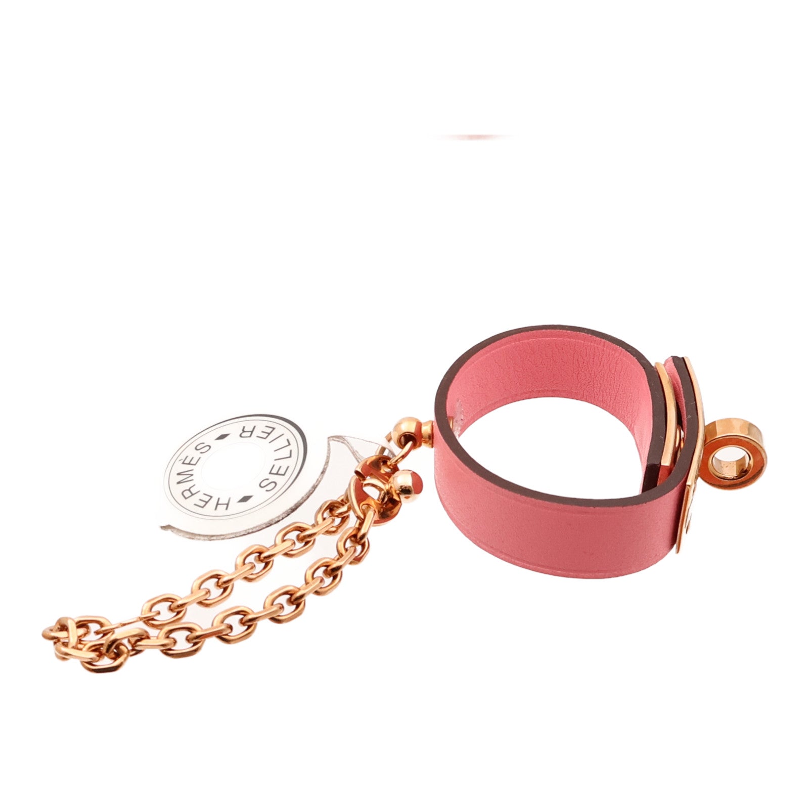 HERMES Swift皮革Kelly Golves Clip金扣掛飾Rose Azalee