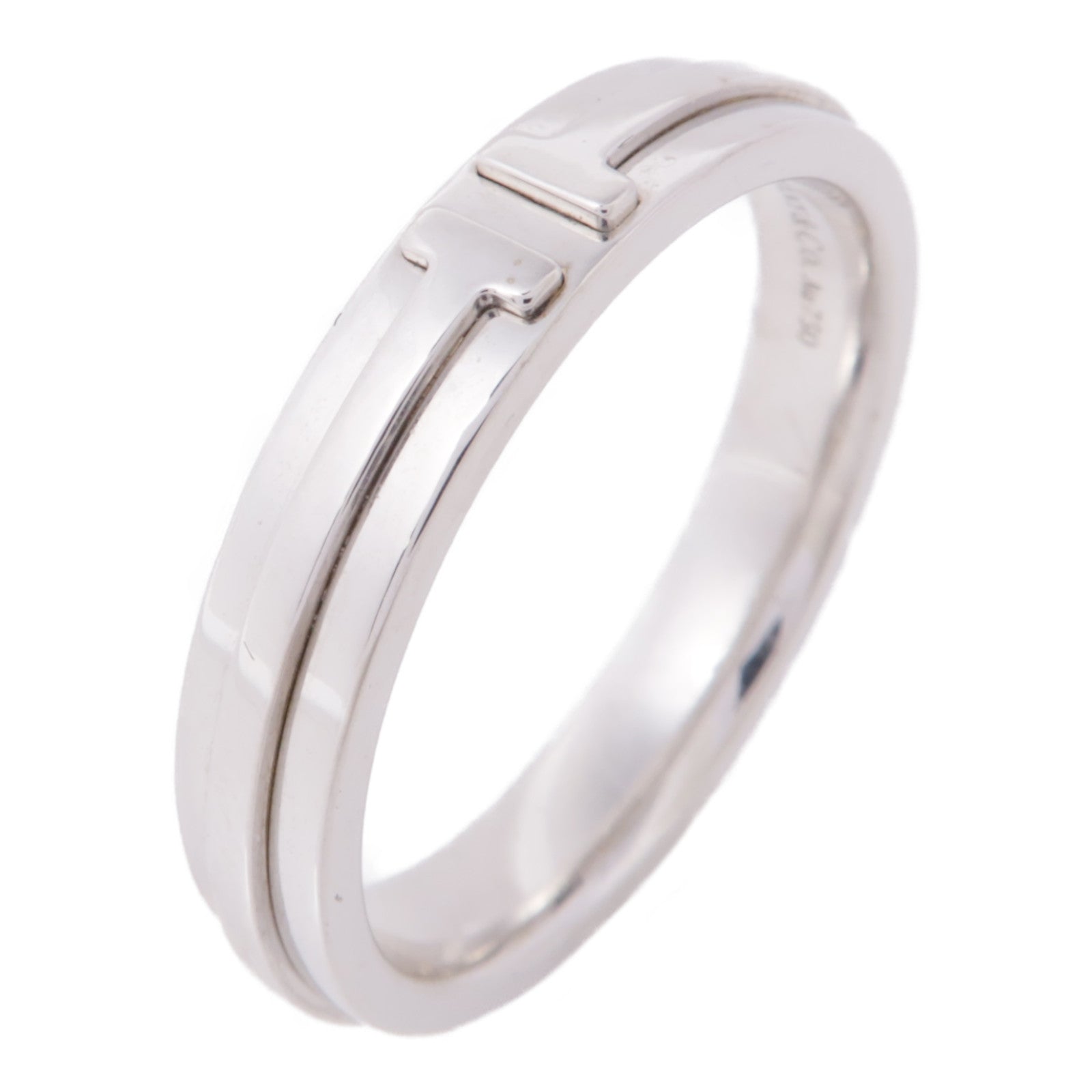 TIFFANY＆CO 18K白金T Narrow Ring戒指US#11.25