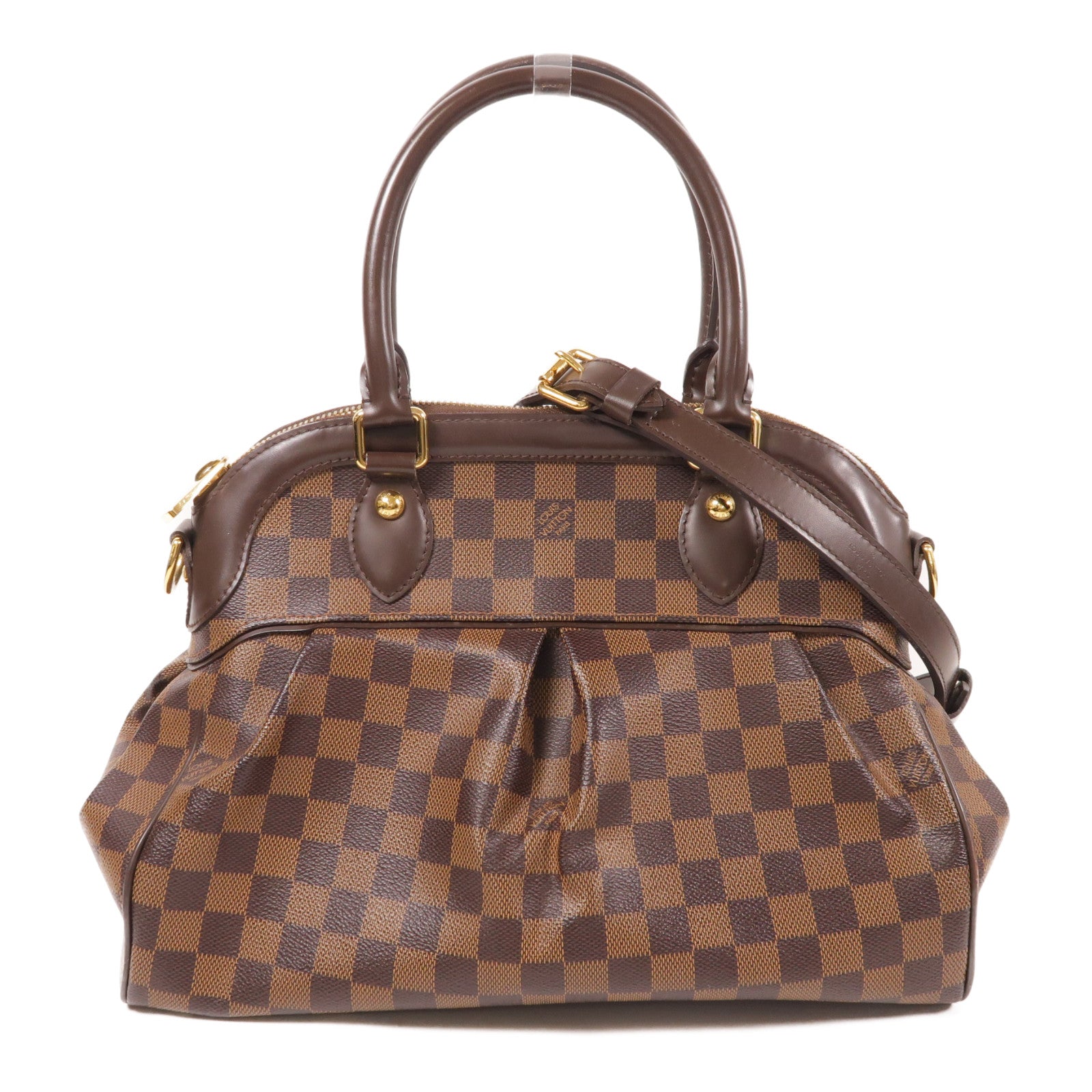 LOUIS VUITTON 【激減優惠】Damier Trevi金扣手挽肩背兩用袋棕色