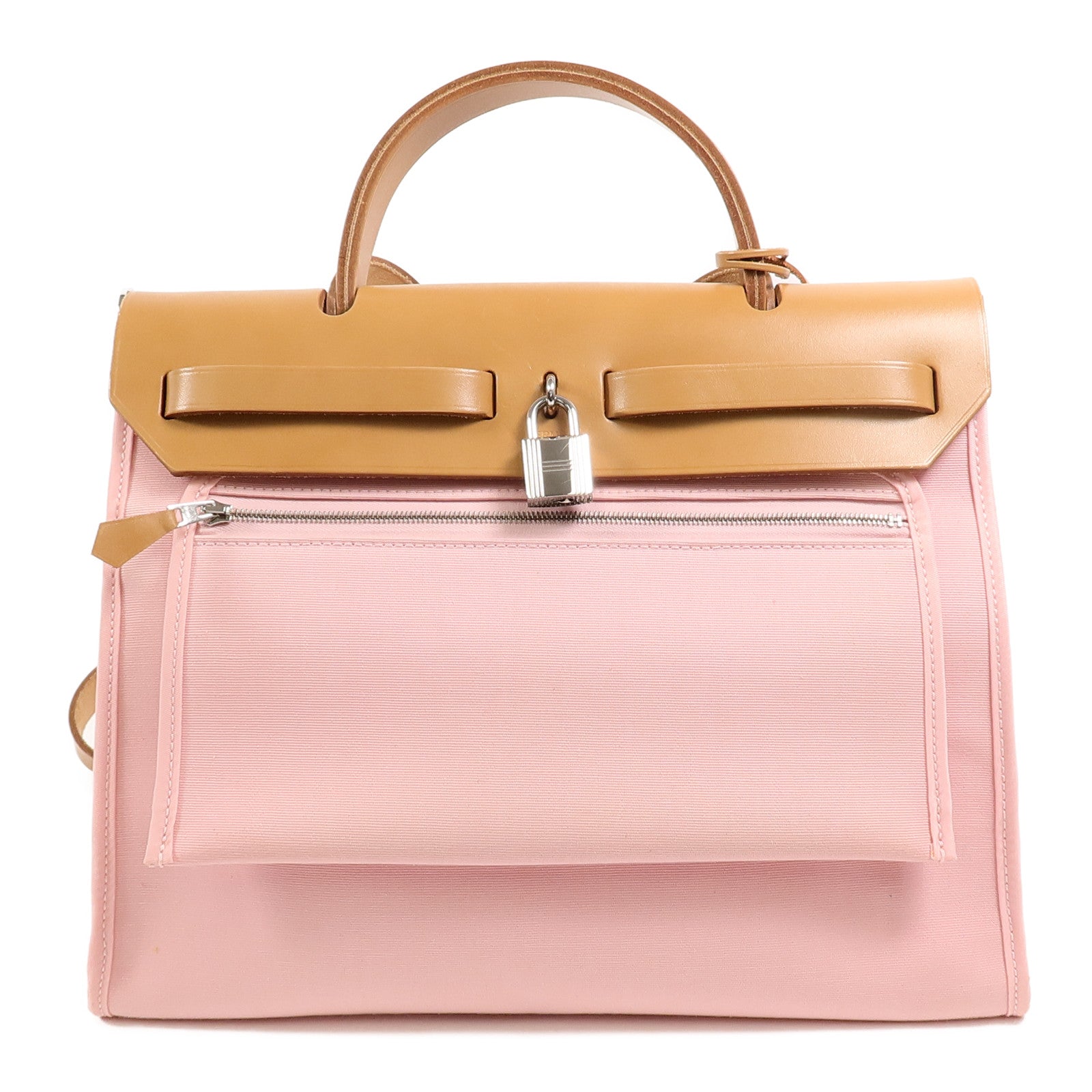 HERMES 帆布Herbag PM手挽肩背兩用袋Rose Sakura
