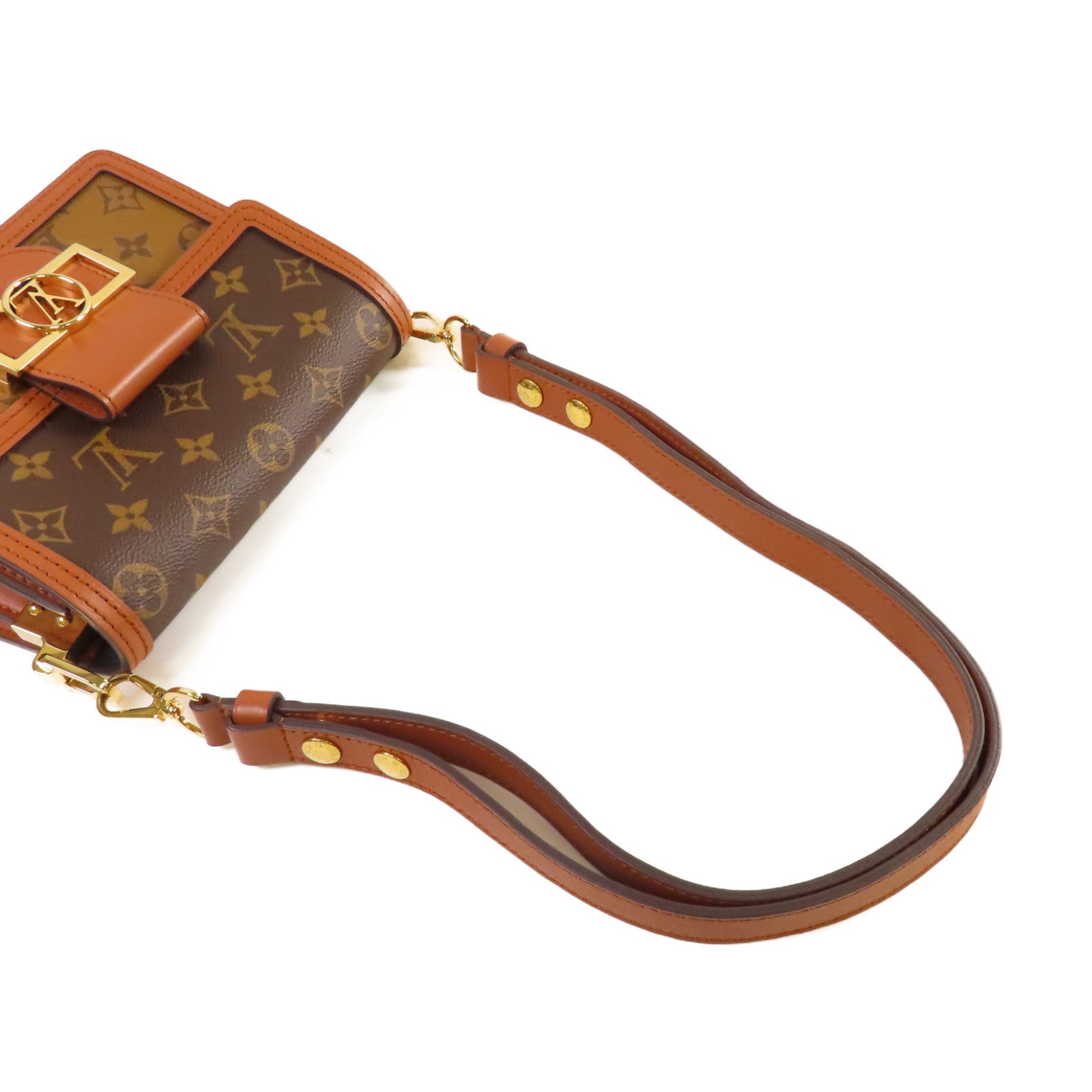 LOUIS VUITTON Monogram Mini Dauphine Shoulder Bag金扣肩背袋啡色