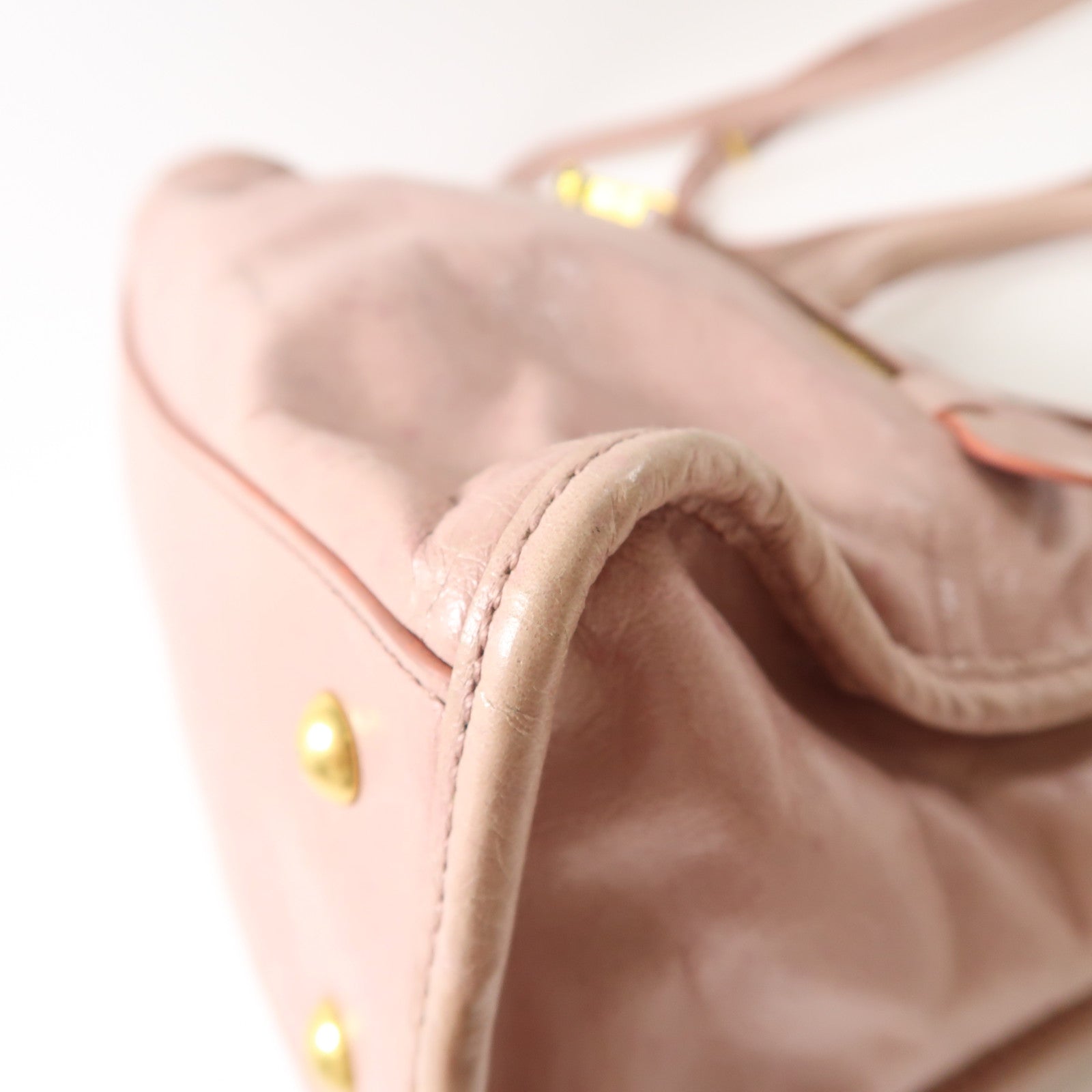 Miu Miu 牛皮皮革2 Way Shoulder金扣手挽肩背兩用袋粉紅色