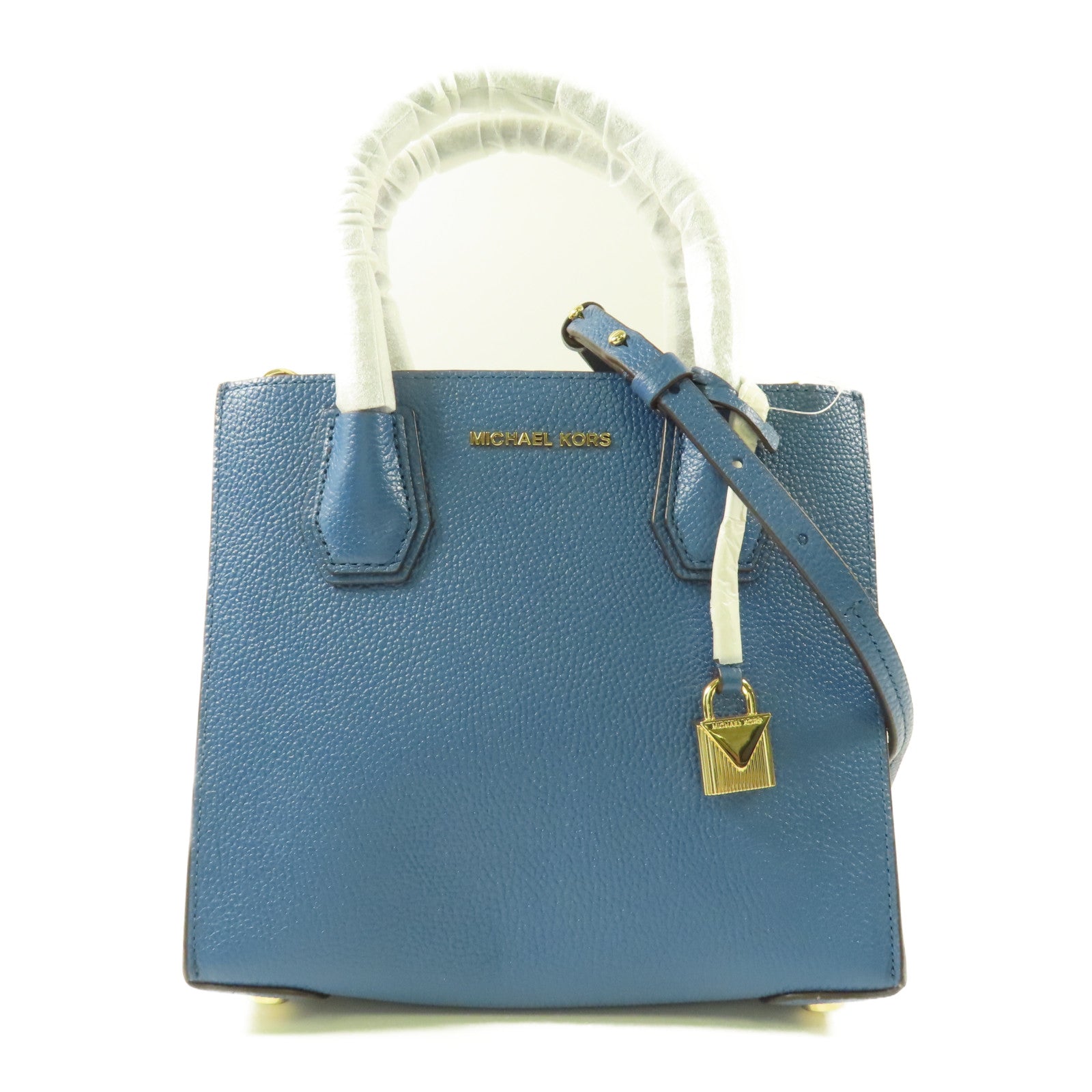 Michael Kors GHW 2way Shoulder Bag Calfskin Leather Blue