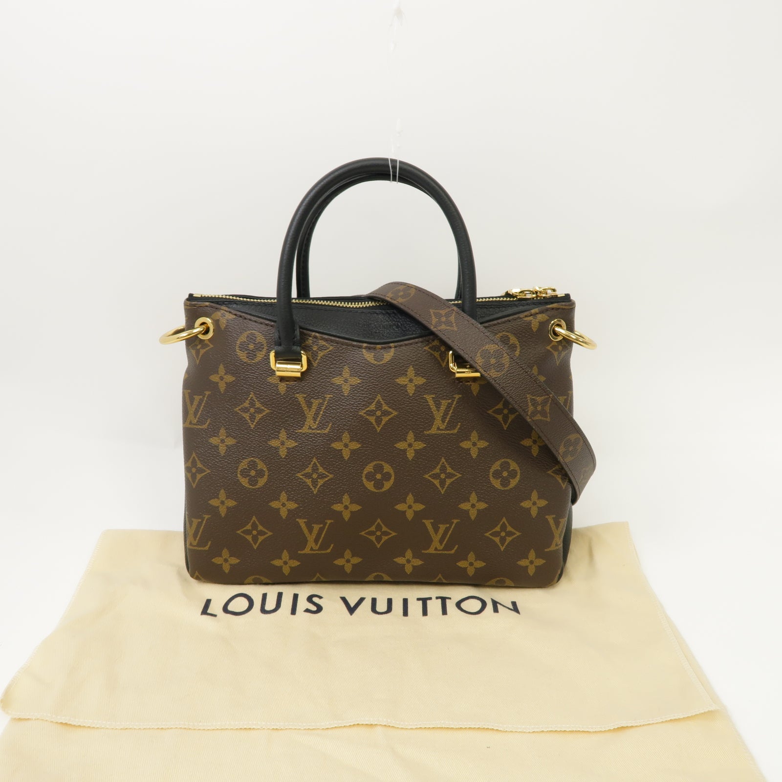 LOUIS VUITTON 【激減優惠】Monogram Pallas BB 2 Way Shoulder金扣手挽肩背兩用袋啡色