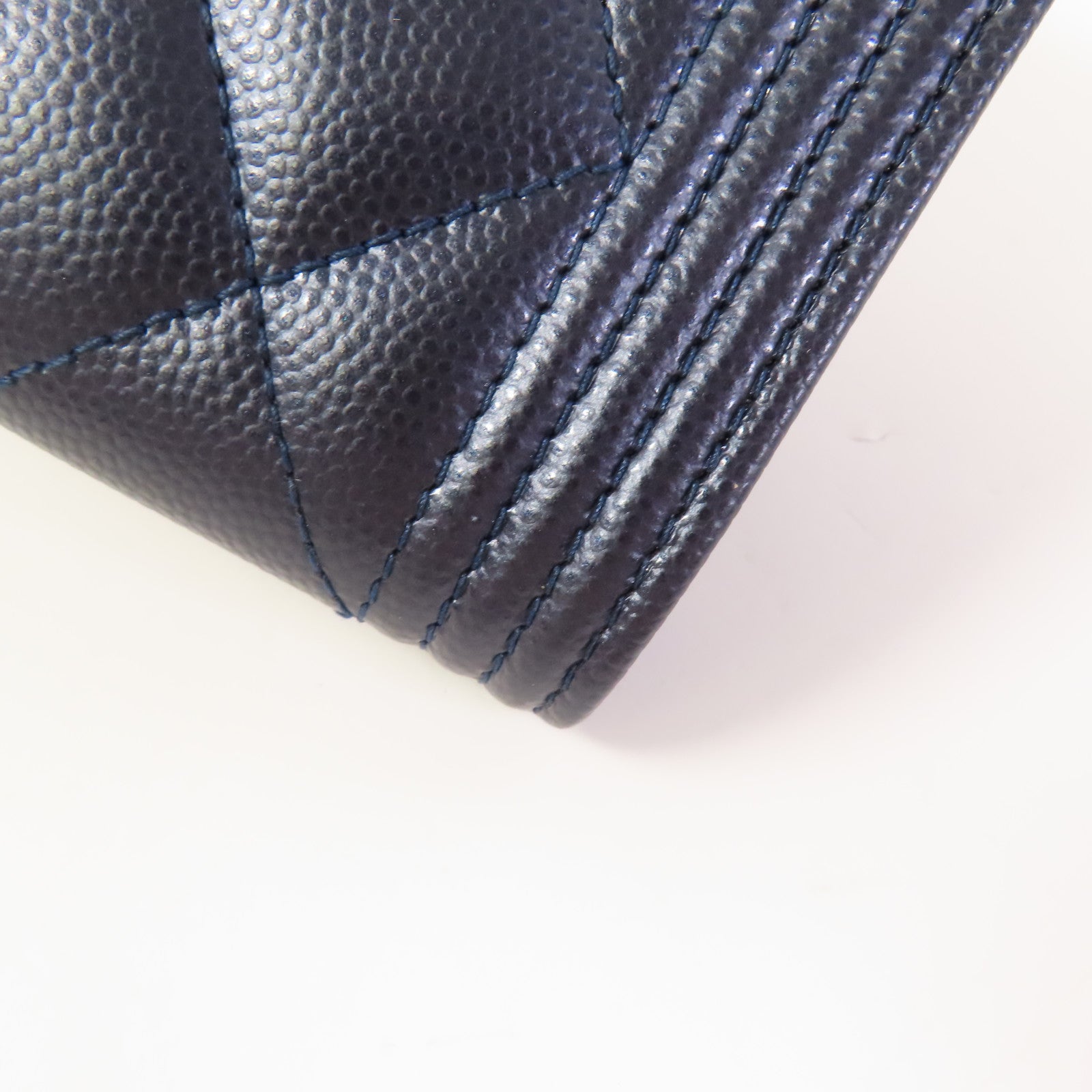 CHANEL Blue Boy Long Wallet Caviar Leather Blue