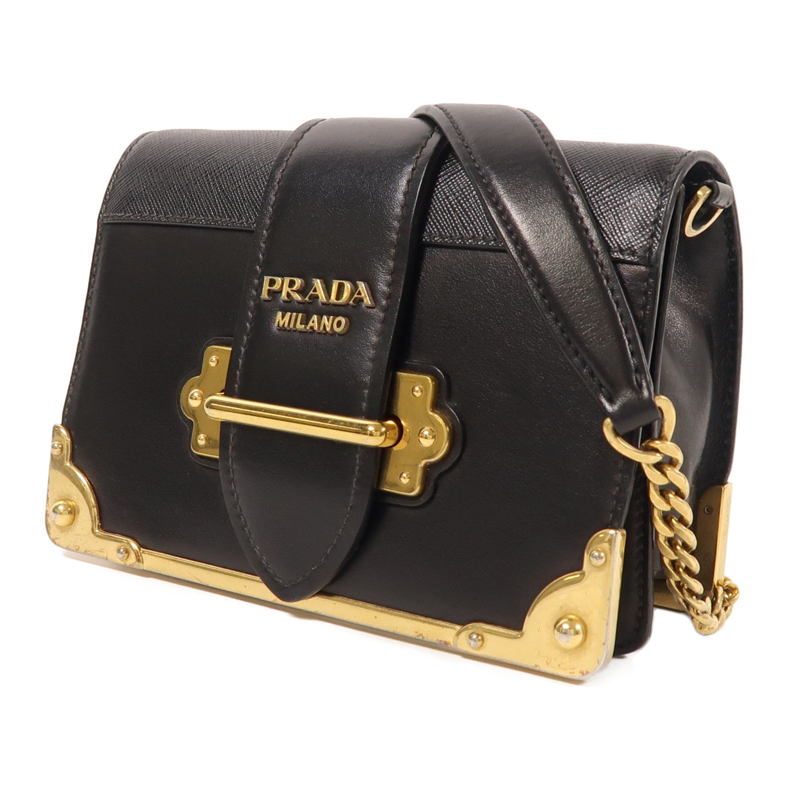 PRADA 【激減優惠】牛皮皮革Shoulder Bag金扣肩背袋