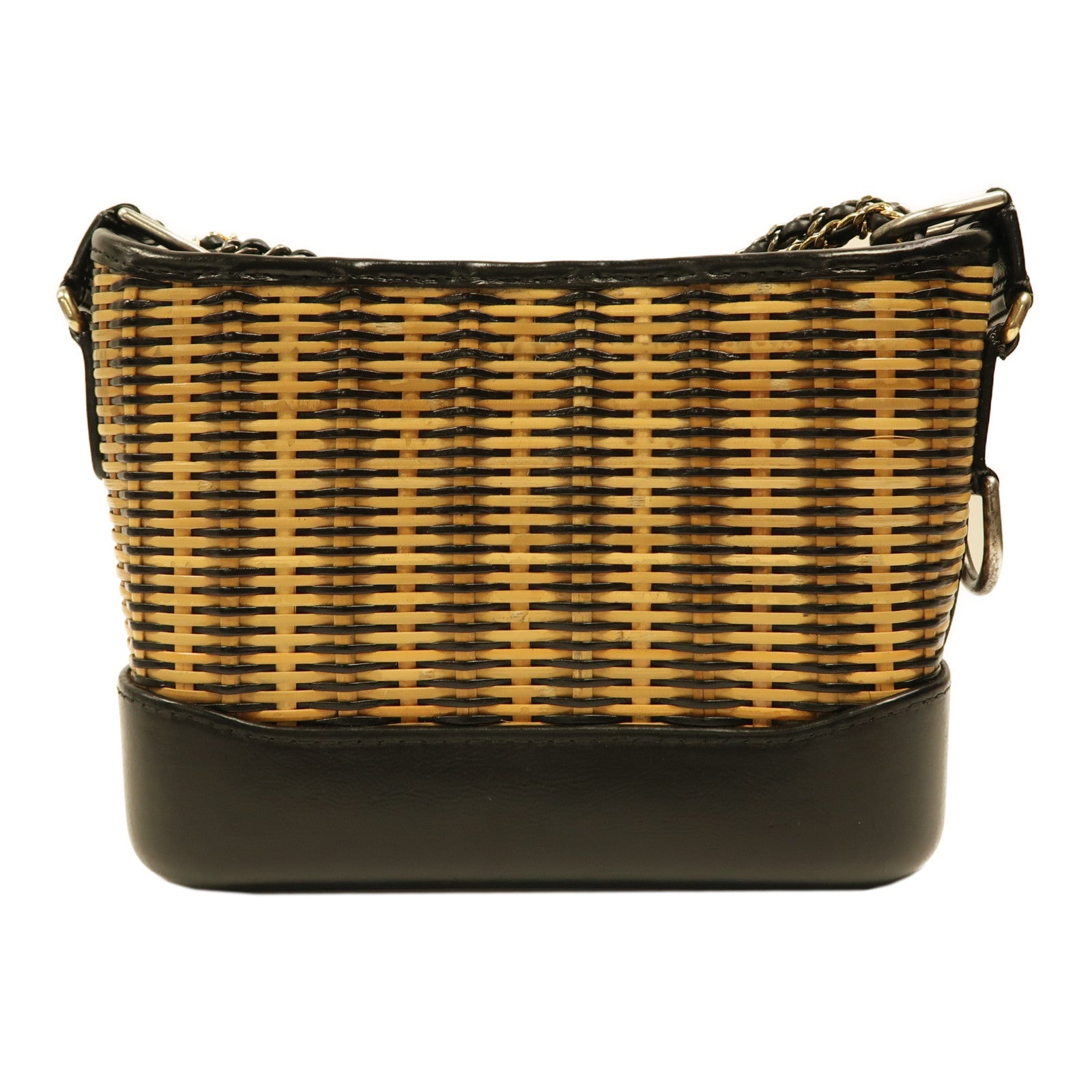 CHANEL CC Gabrielle Small Shoulder Bag Rattan Black/Brown
