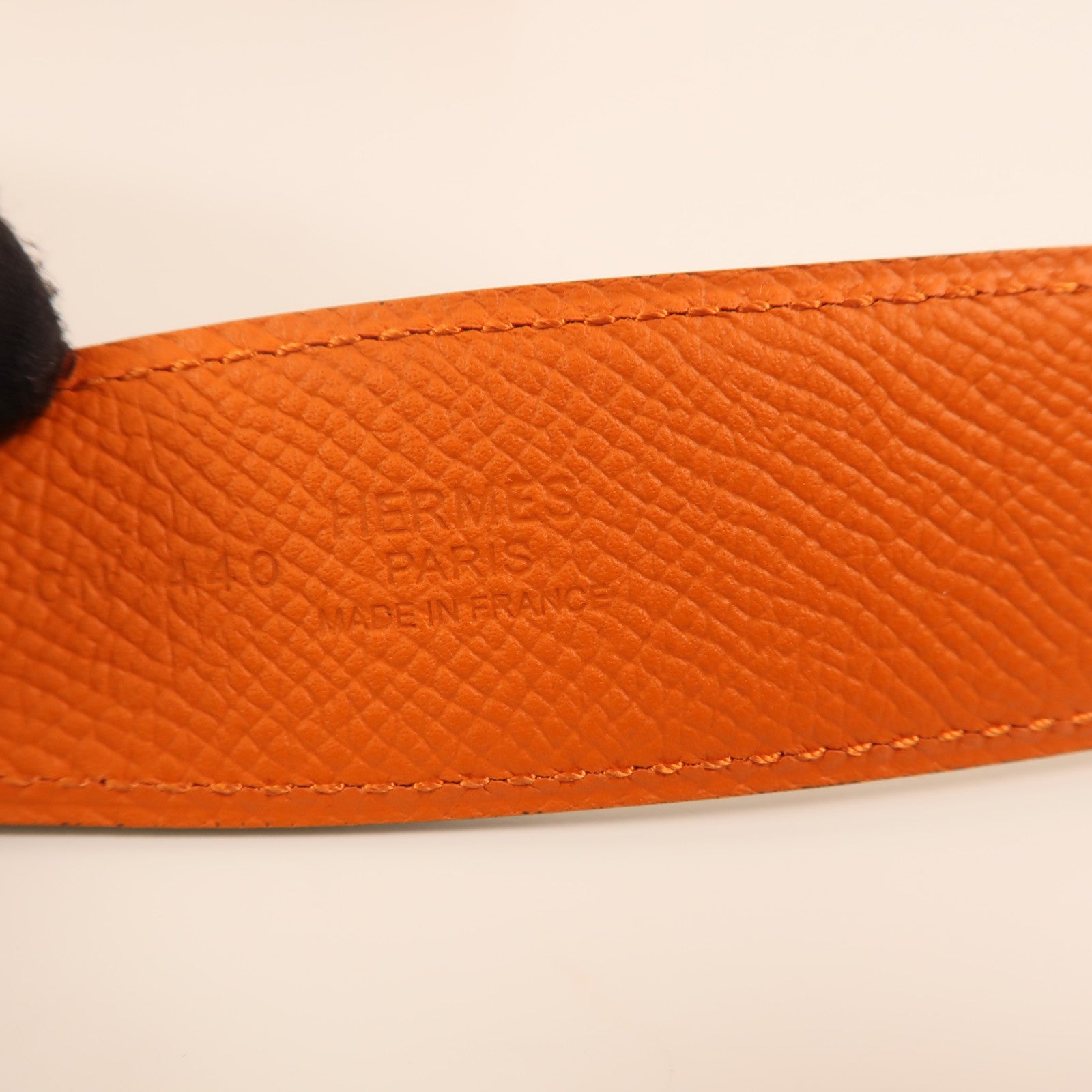 HERMES Epsom/Swift皮革/925純銀Constance H Belt皮帶Orange/Beton
