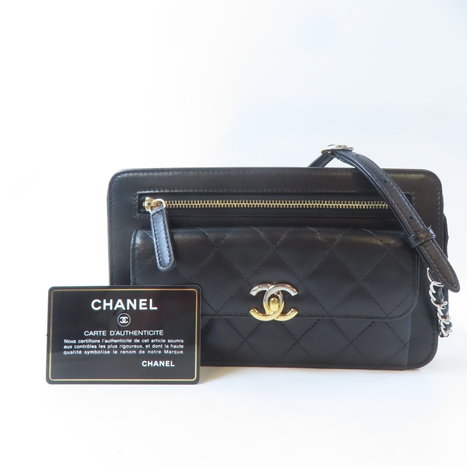 CHANEL 【激減優惠】菱格羊皮皮革Waist Bag腰包黑色
