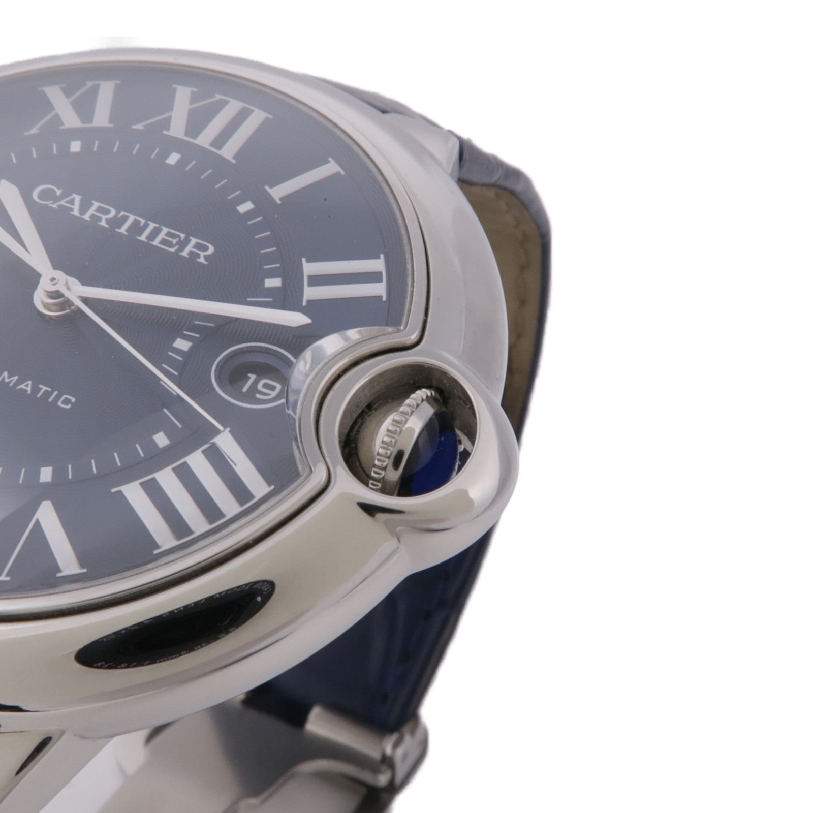 CARTIER Ballon Blue不鏽鋼/皮革/手錶自動機芯
