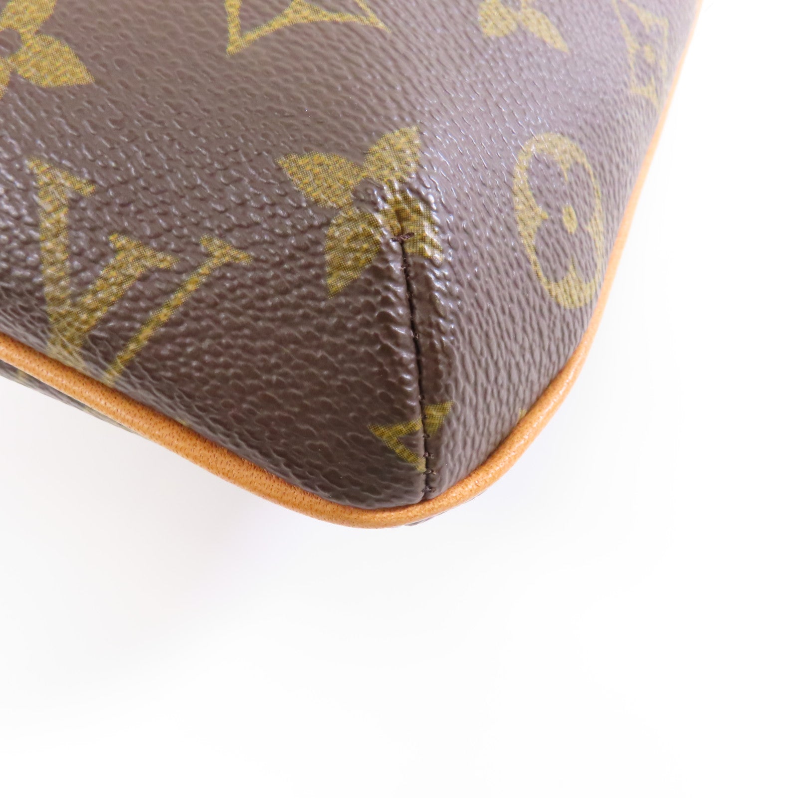 LOUIS VUITTON Monogram Partition金扣手拿包啡色