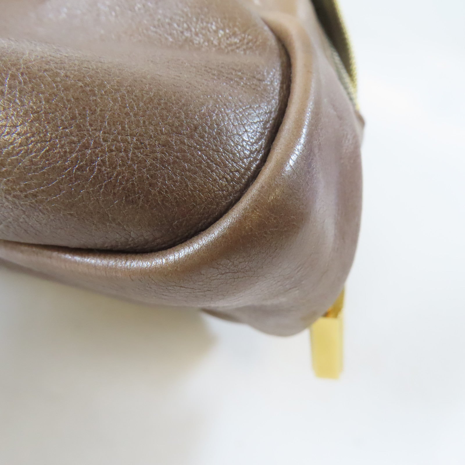 PRADA 牛皮皮革Handbag金扣手挽袋啡色