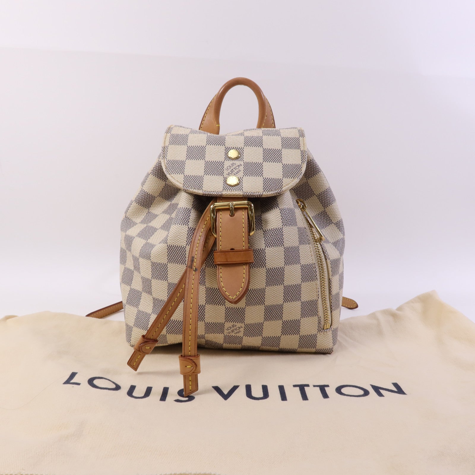 LOUIS VUITTON Damier Azur Sperone BB金扣背包