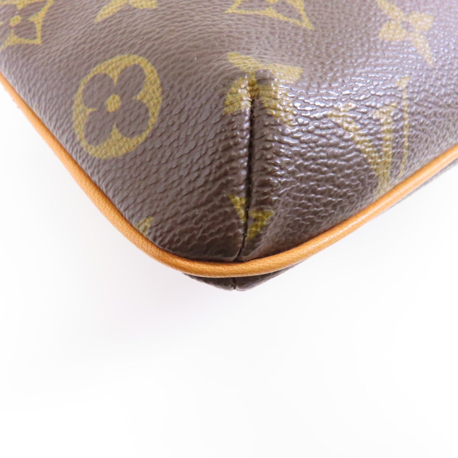 LOUIS VUITTON Monogram Partition金扣手拿包啡色