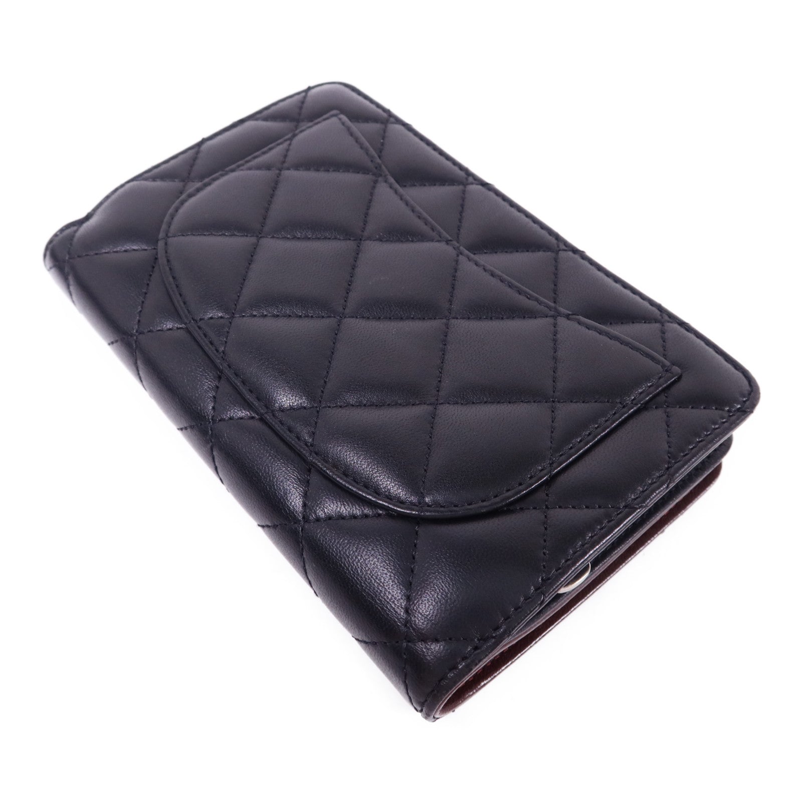 CHANEL 羊皮皮革Bifold Wallet銀扣錢包